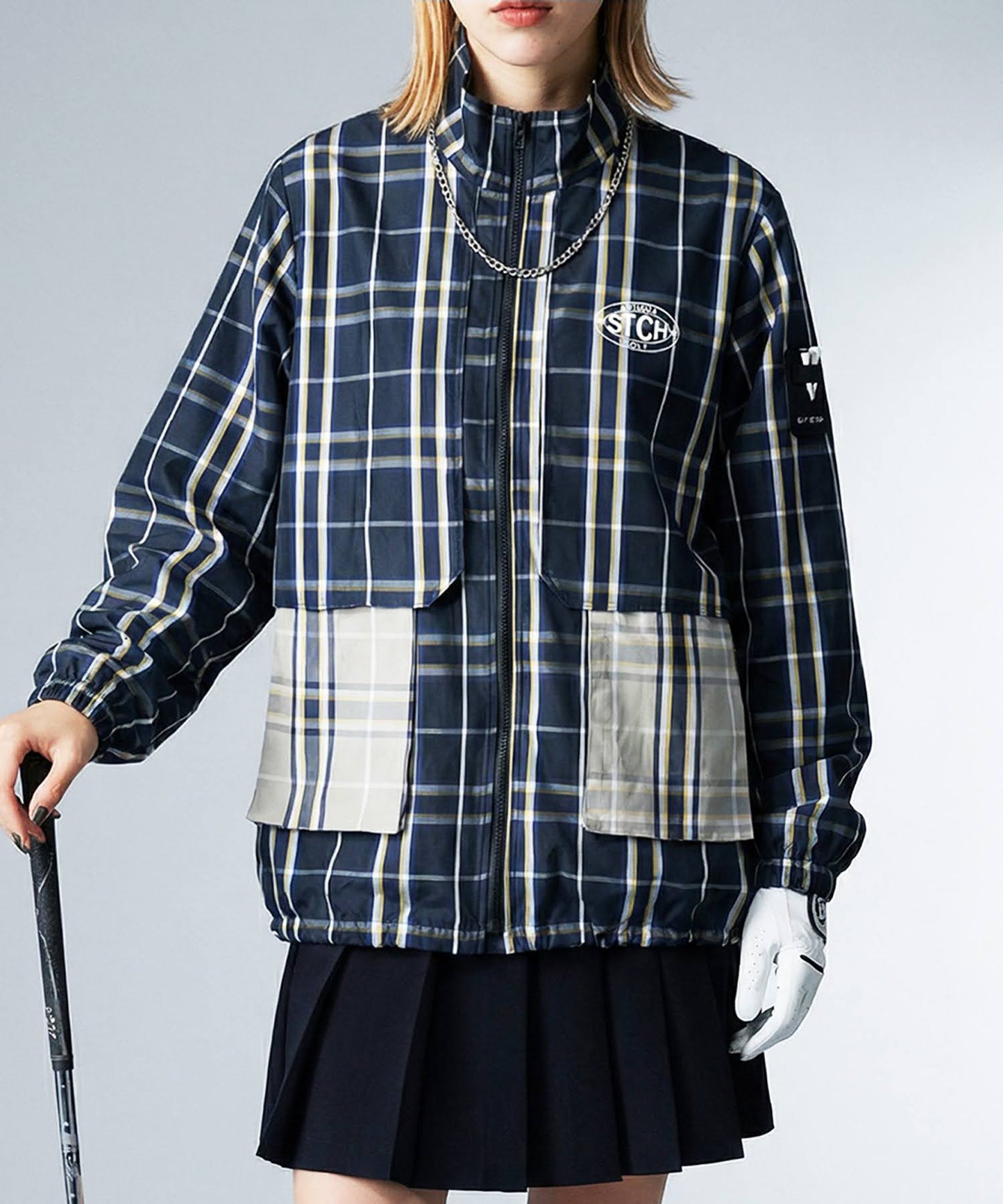 ANTIQUA GOLF×STCHCheckered Shirt Blouson Ladies