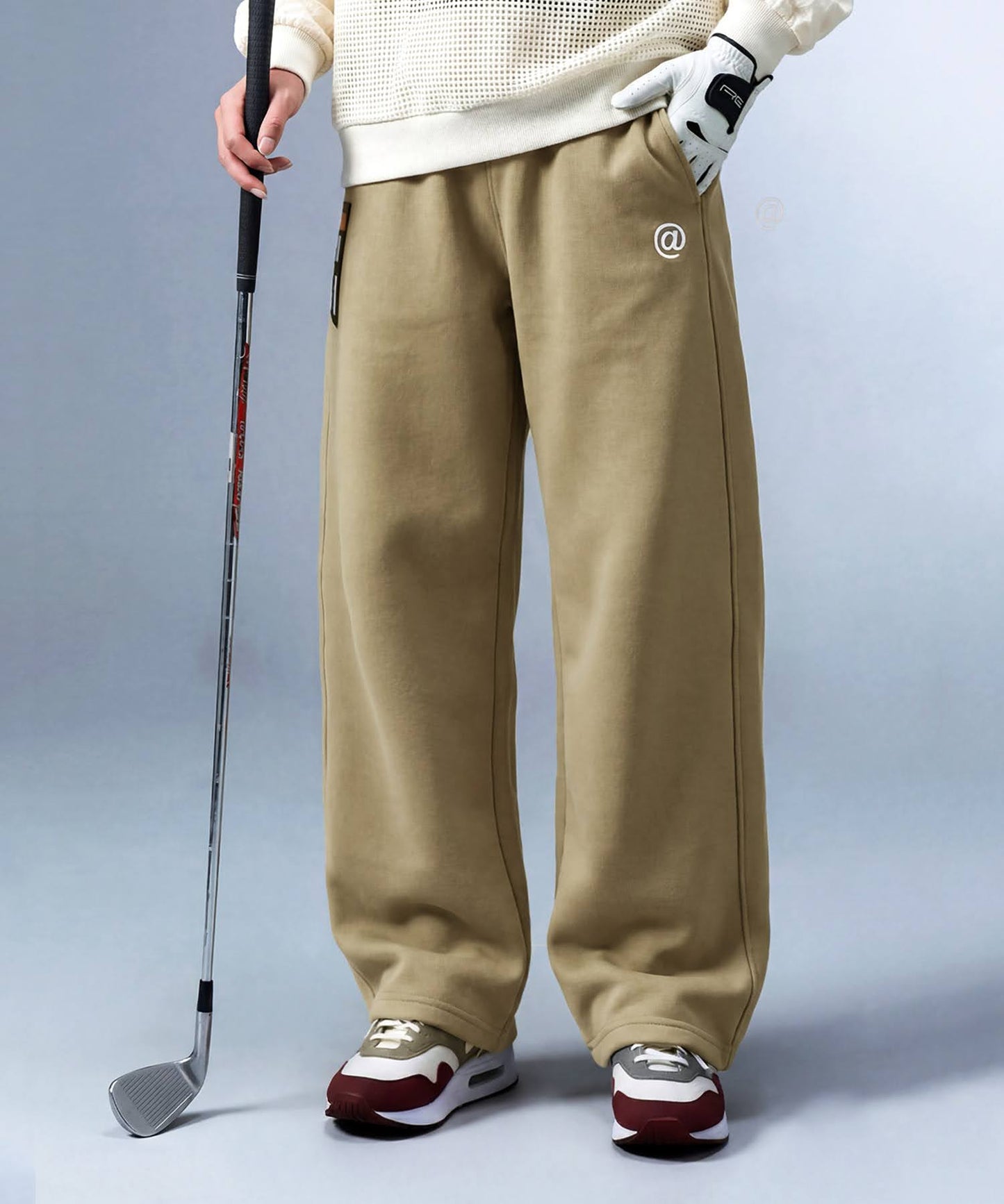 ANTIQUA GOLF×STCH Fleece-Lined Wide Straight Pants Ladies