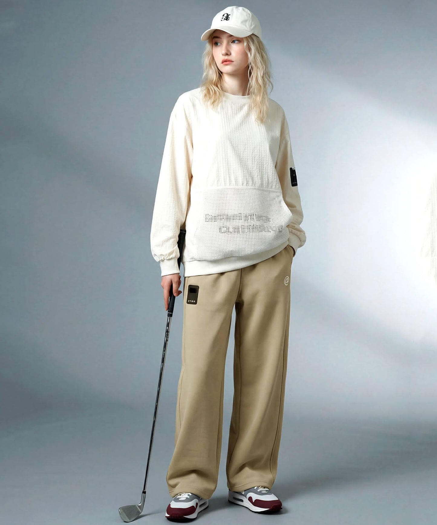 ANTIQUA GOLF×STCH Fleece-Lined Wide Straight Pants Ladies