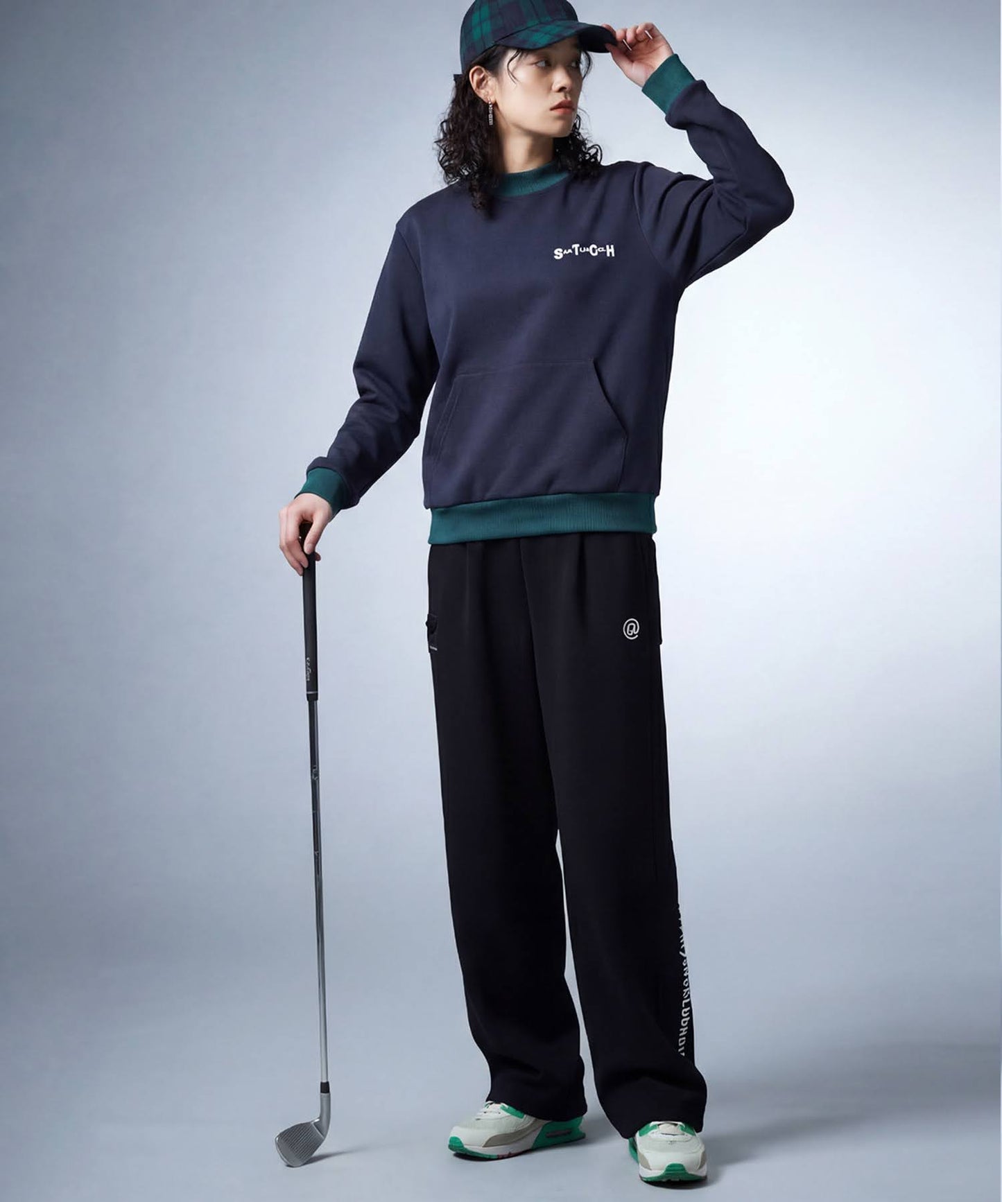 ANTIQUA GOLF×STCH Fleece-Lined Wide Straight Pants Ladies