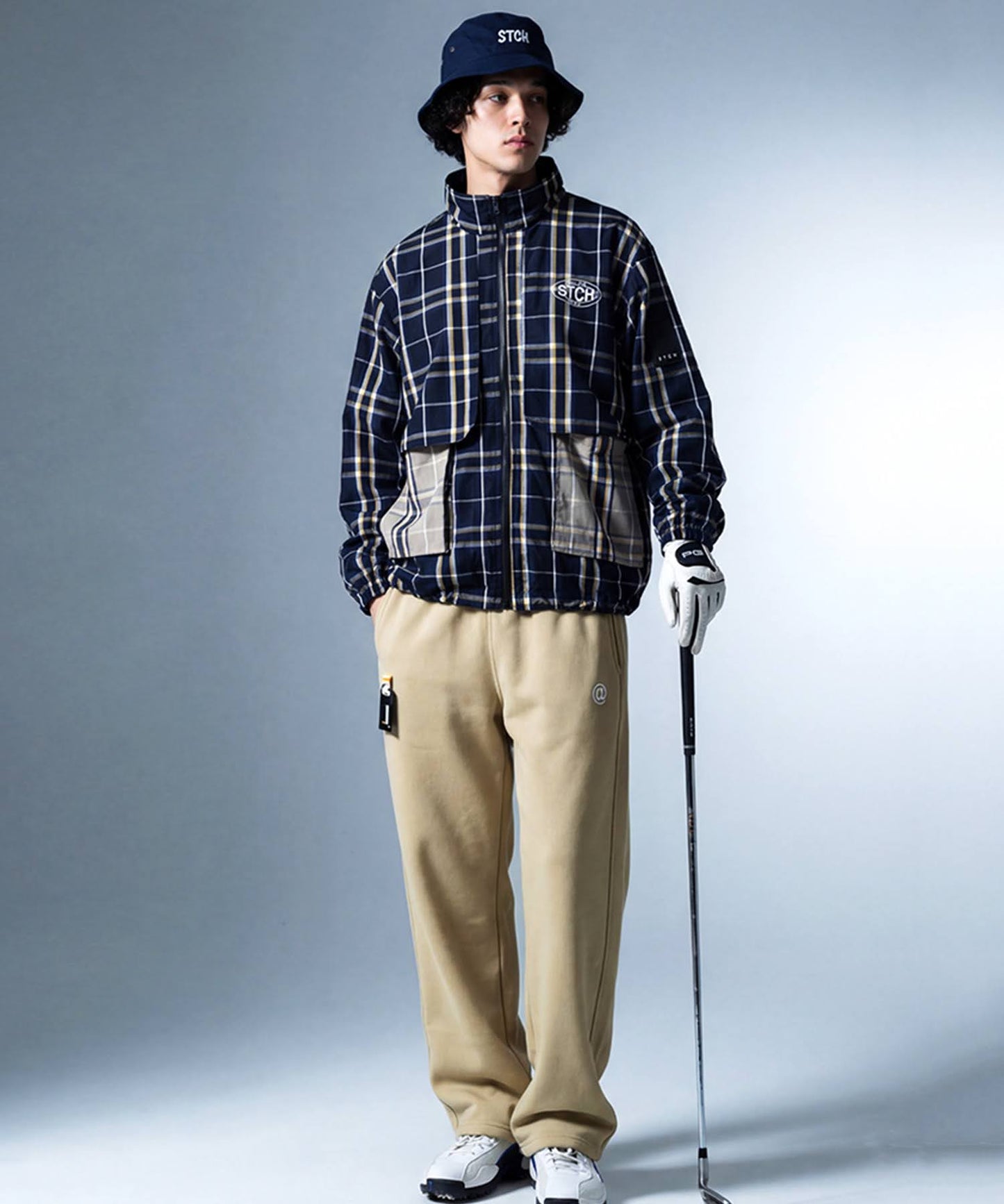 ANTIQUA GOLF×STCH Fleece-Lined Wide Straight Pants Men's