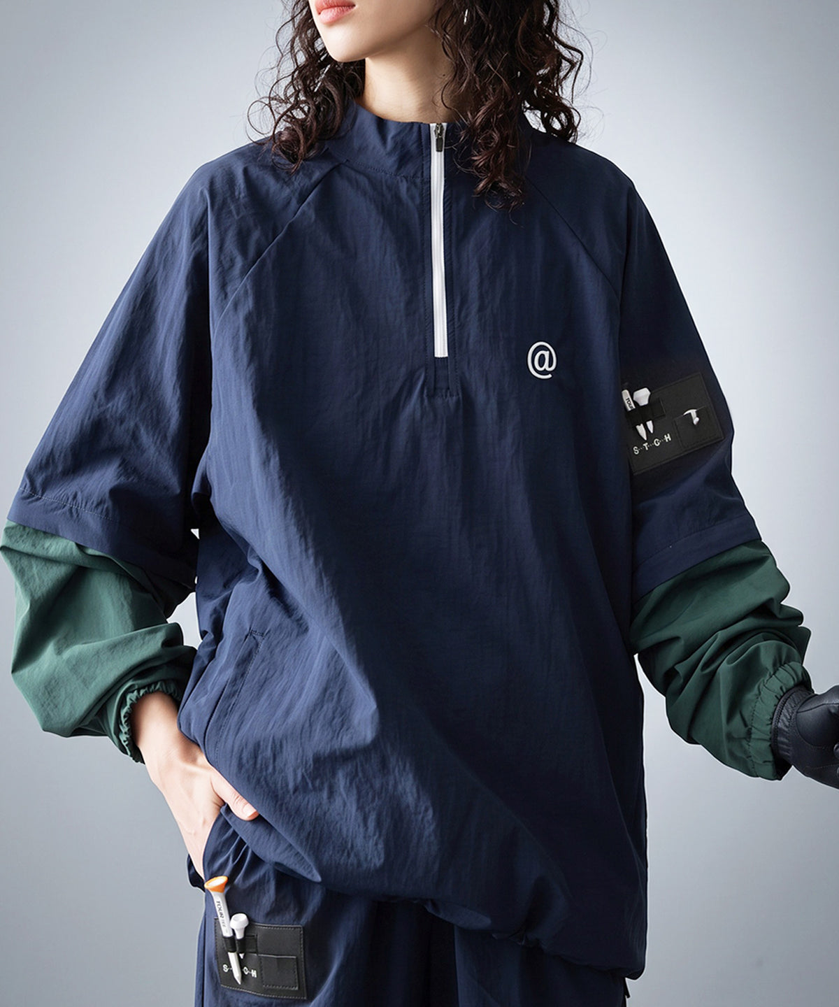 ANTIQUA GOLF×STCH 2-Way Color-Block Half-Zip Top Ladies
