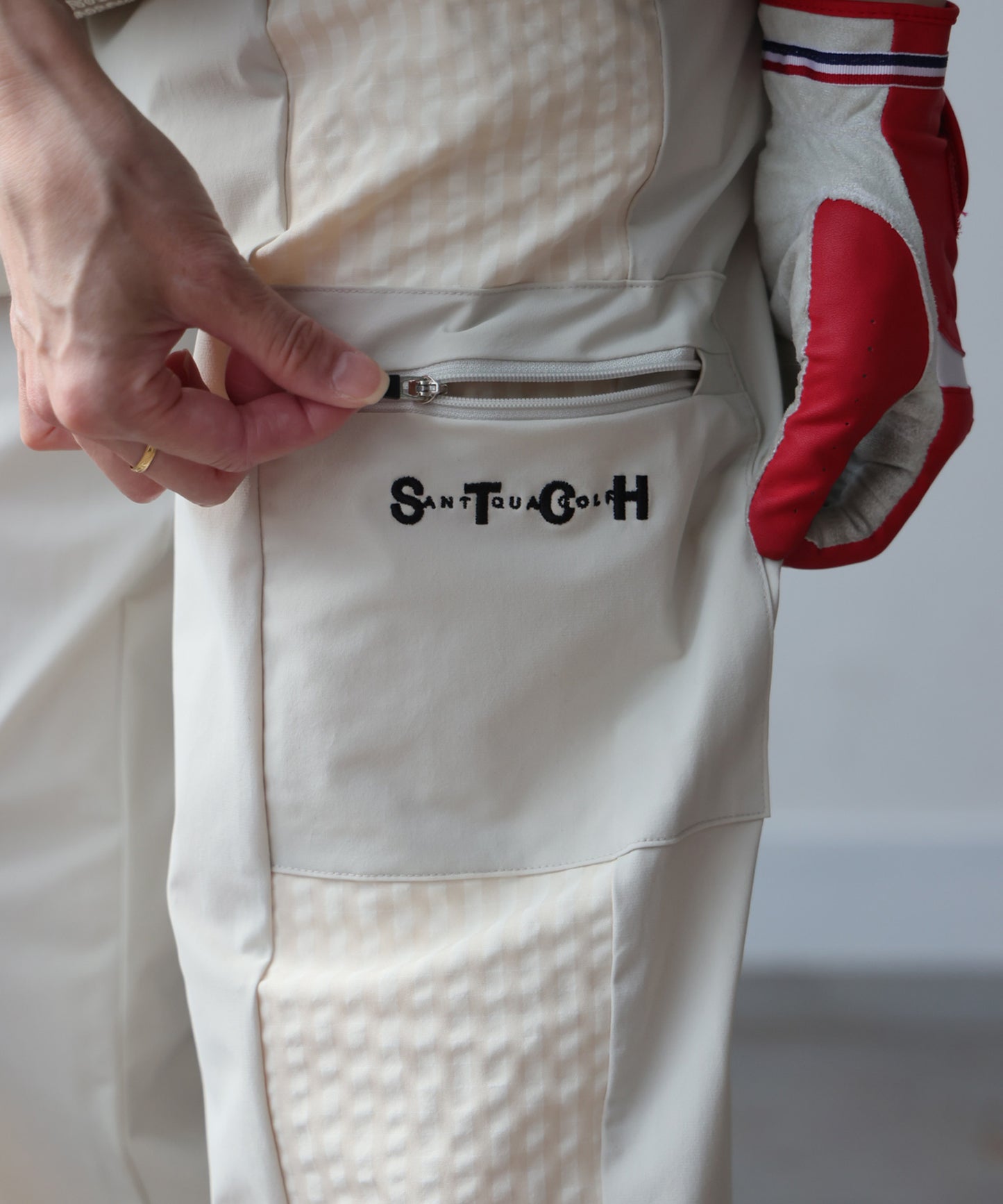 ANTIQUA GOLF×STCH Soccer Check Patterned Logo Pants Ladies