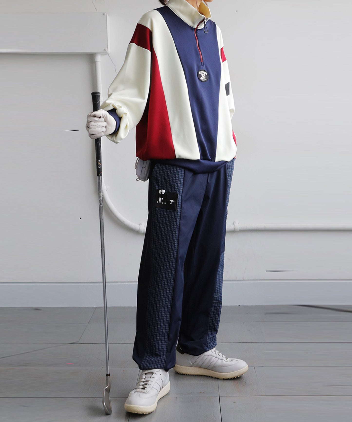 ANTIQUA GOLF×STCH Soccer Check Patterned Logo Pants Ladies
