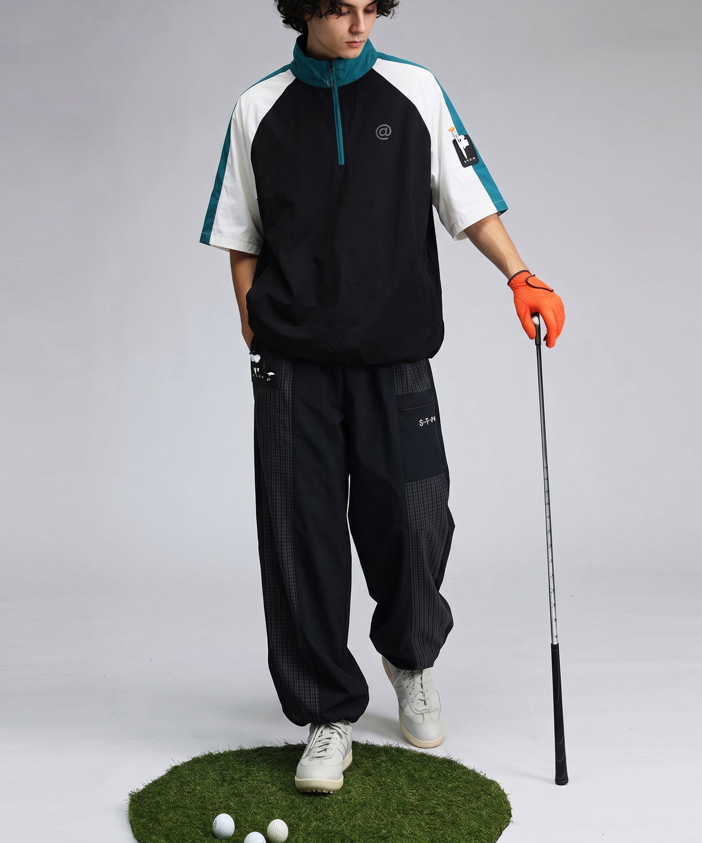 ANTIQUA GOLF×STCH Soccer Check Patterned Logo Pants Men’s