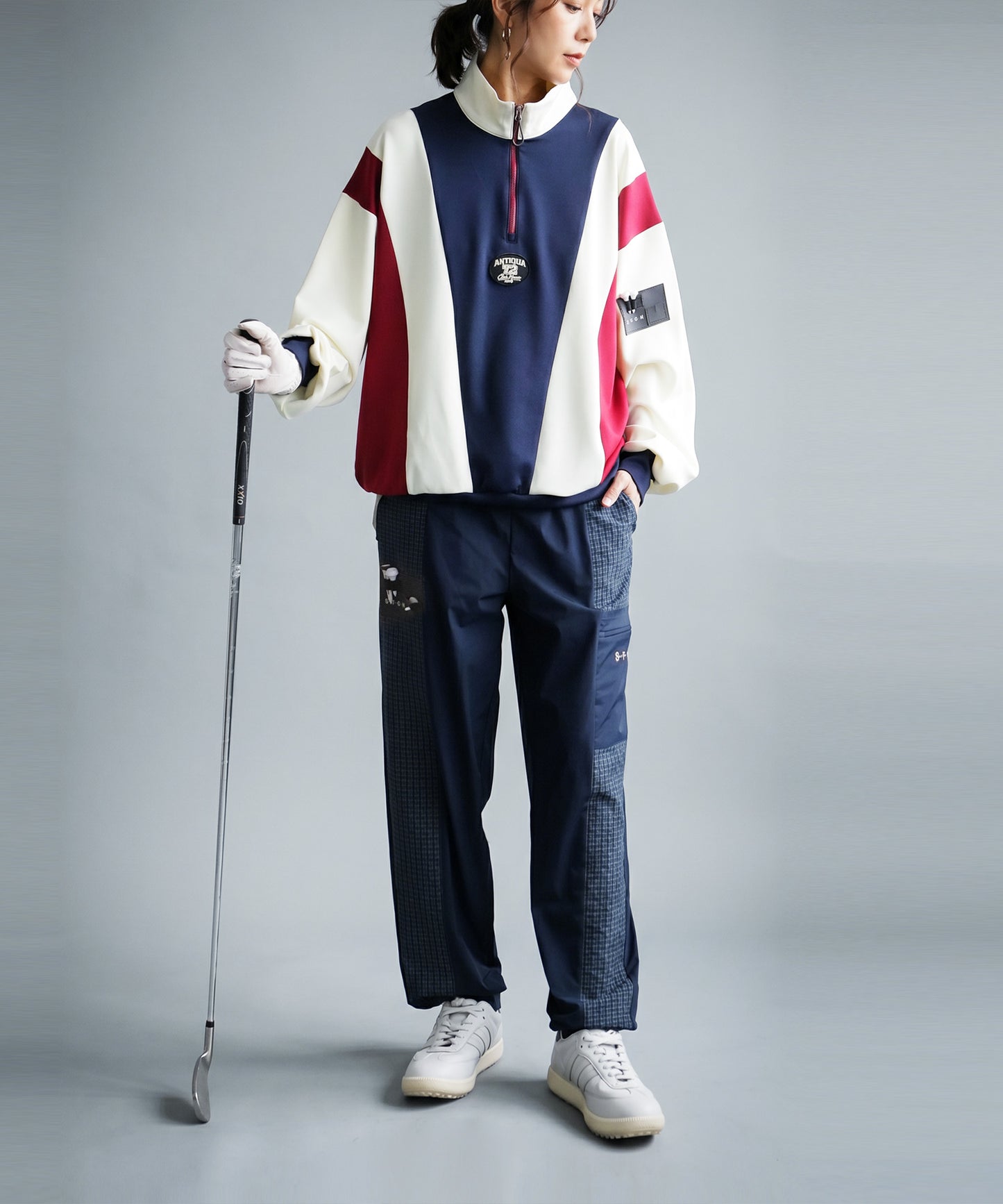 ANTIQUA GOLF×STCH Soccer Check Patterned Logo Pants Ladies