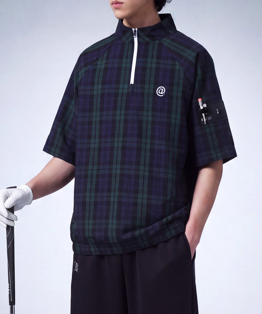 ANTIQUA GOLF×STCH 2-Way Checkered Half-Zip Top Men’s
