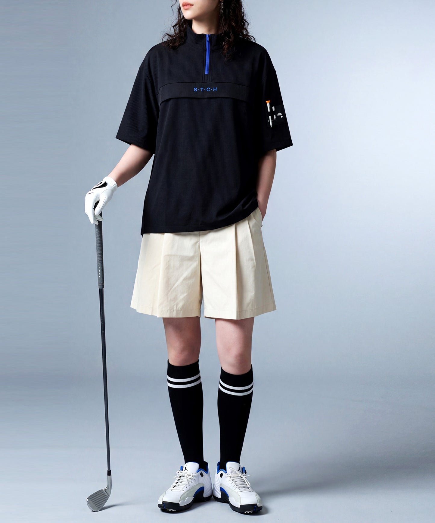 ANTIQUA GOLF×STCH Half-Zip Pullover With Contrasting Materials Ladies