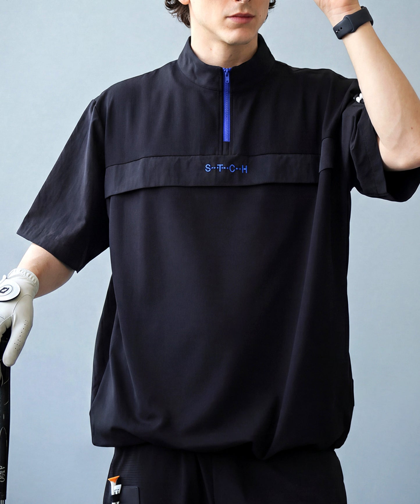 ANTIQUA GOLF×STCH Half-Zip Pullover With Contrasting Materials Men’s