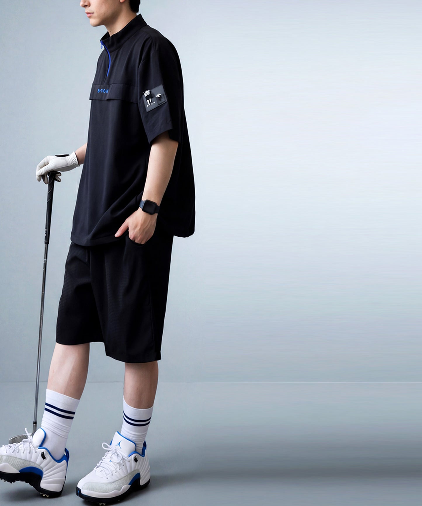 ANTIQUA GOLF×STCH Half-Zip Pullover With Contrasting Materials Men’s