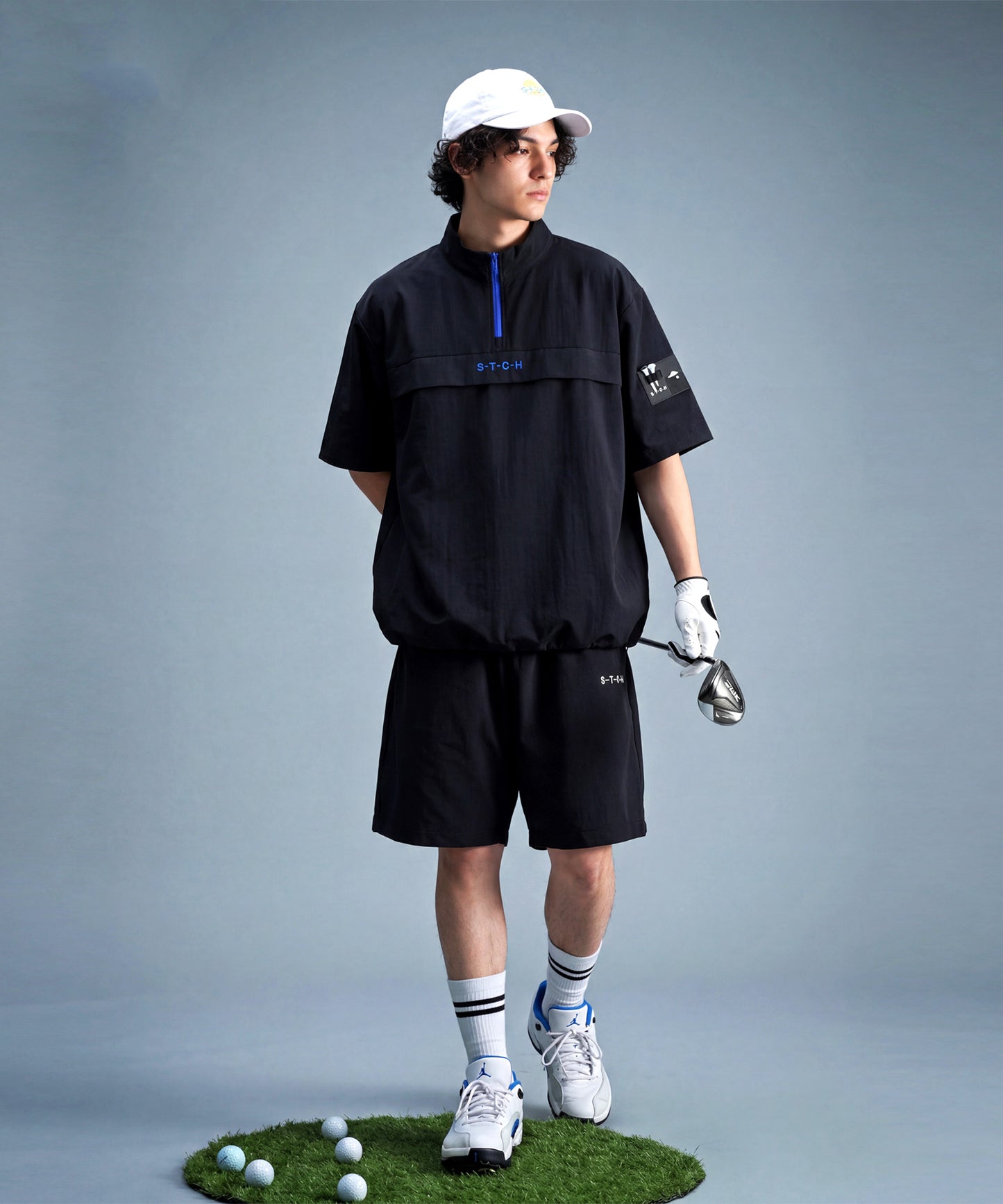 ANTIQUA GOLF×STCH Half-Zip Pullover With Contrasting Materials Men’s