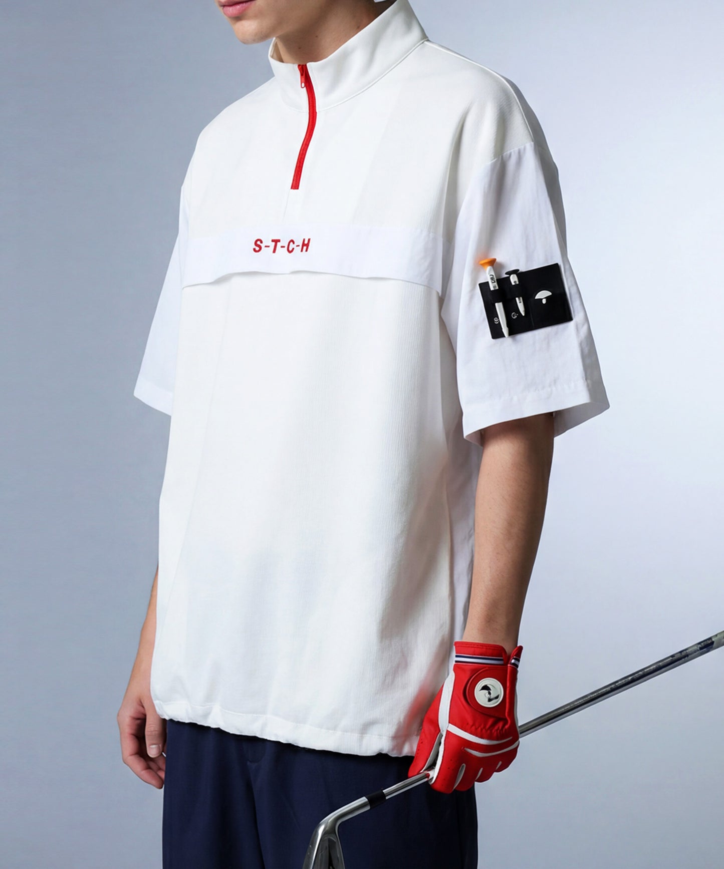 ANTIQUA GOLF×STCH Half-Zip Pullover With Contrasting Materials Men’s