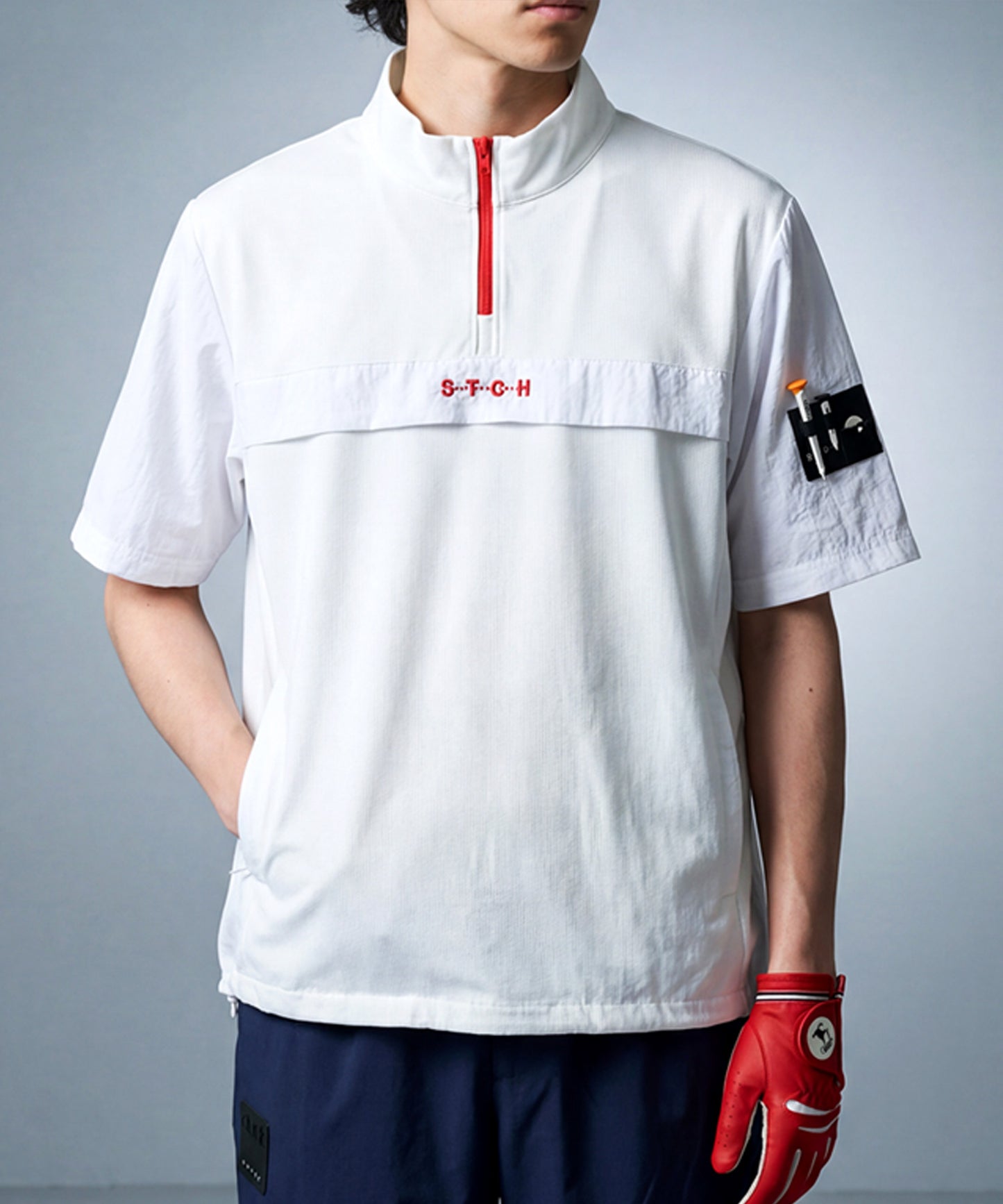 ANTIQUA GOLF×STCH Half-Zip Pullover With Contrasting Materials Men’s