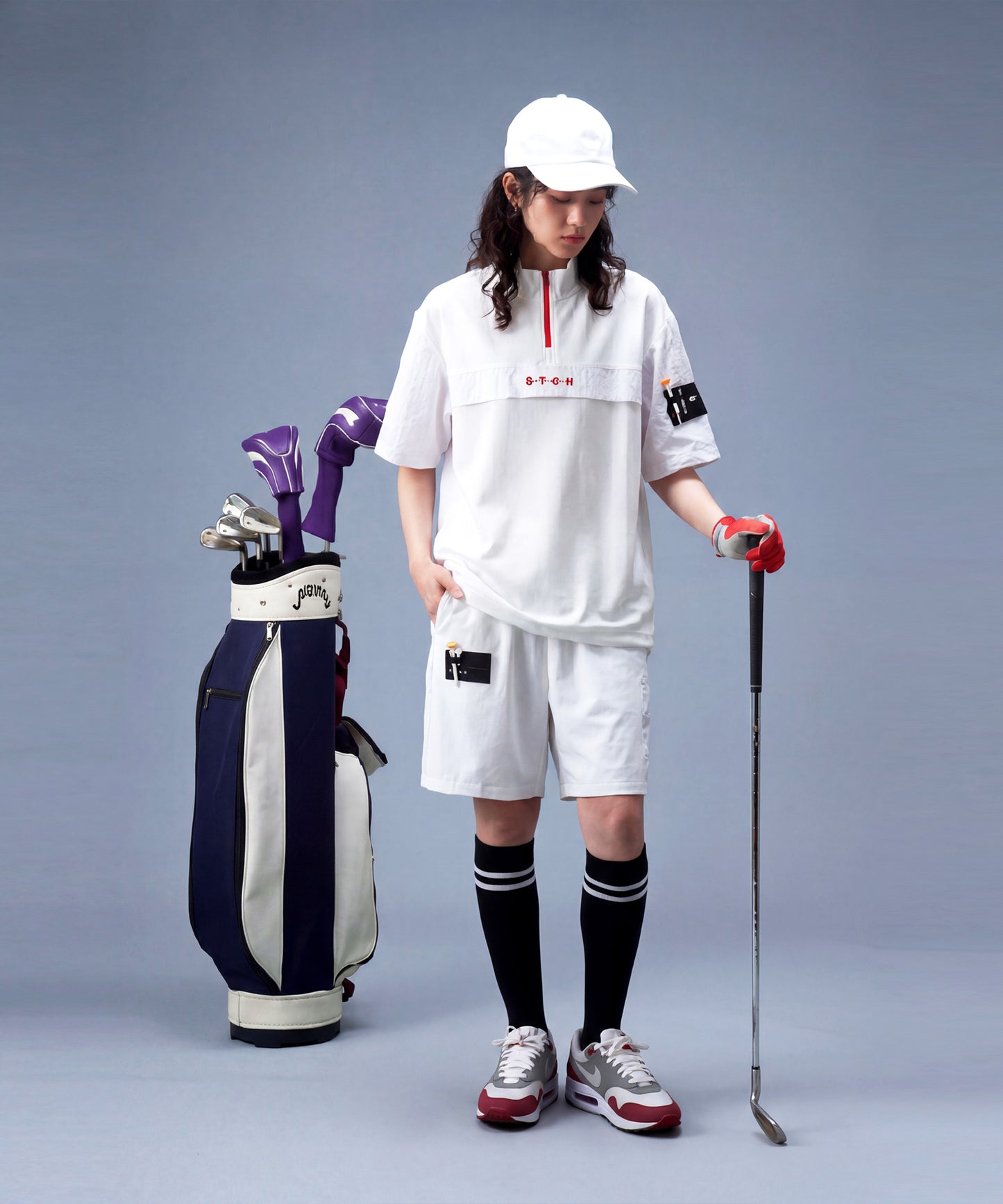 ANTIQUA GOLF×STCH Half-Zip Pullover With Contrasting Materials Ladies