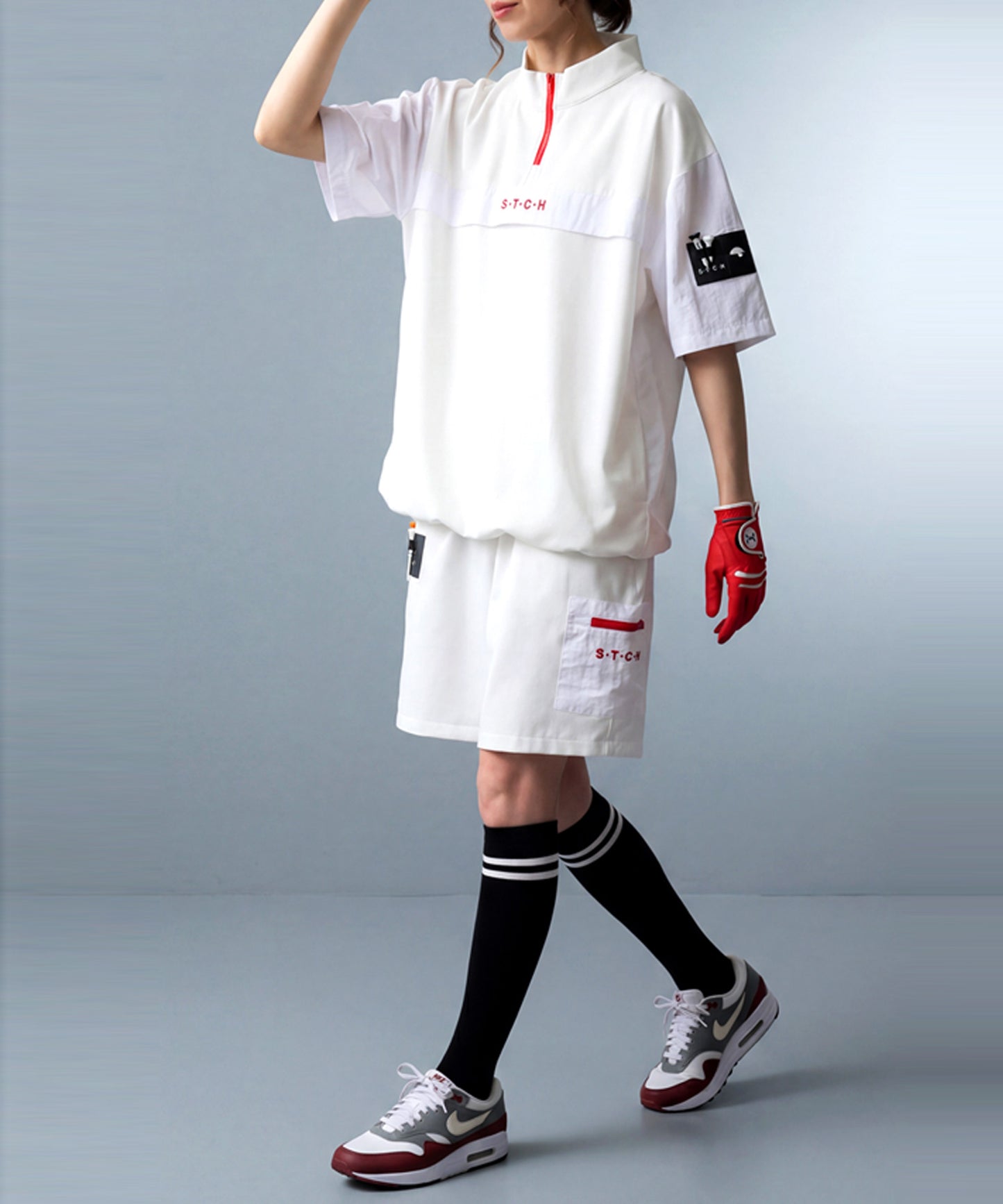 ANTIQUA GOLF×STCH Half-Zip Pullover With Contrasting Materials Ladies