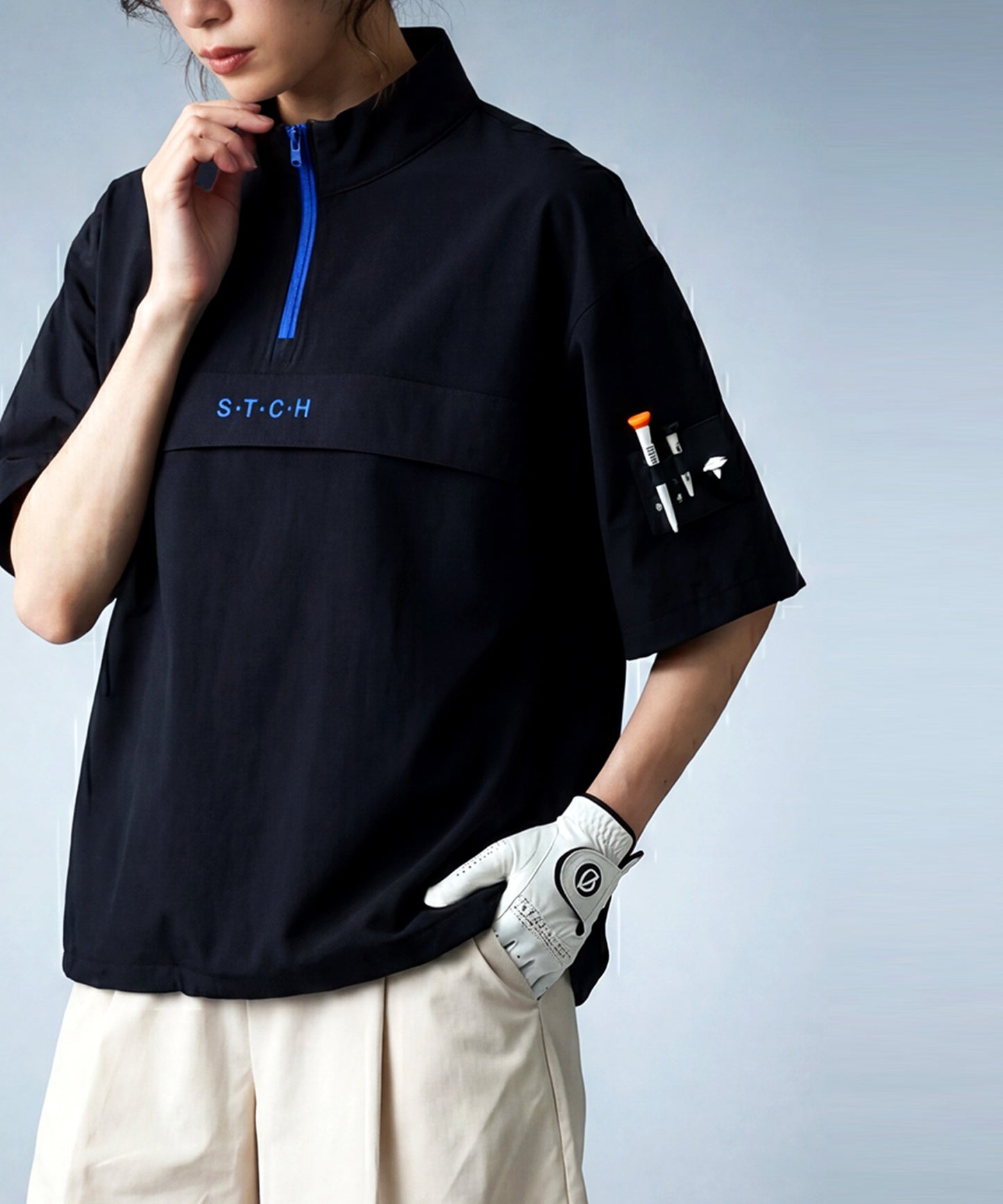 ANTIQUA GOLF×STCH Half-Zip Pullover With Contrasting Materials Ladies