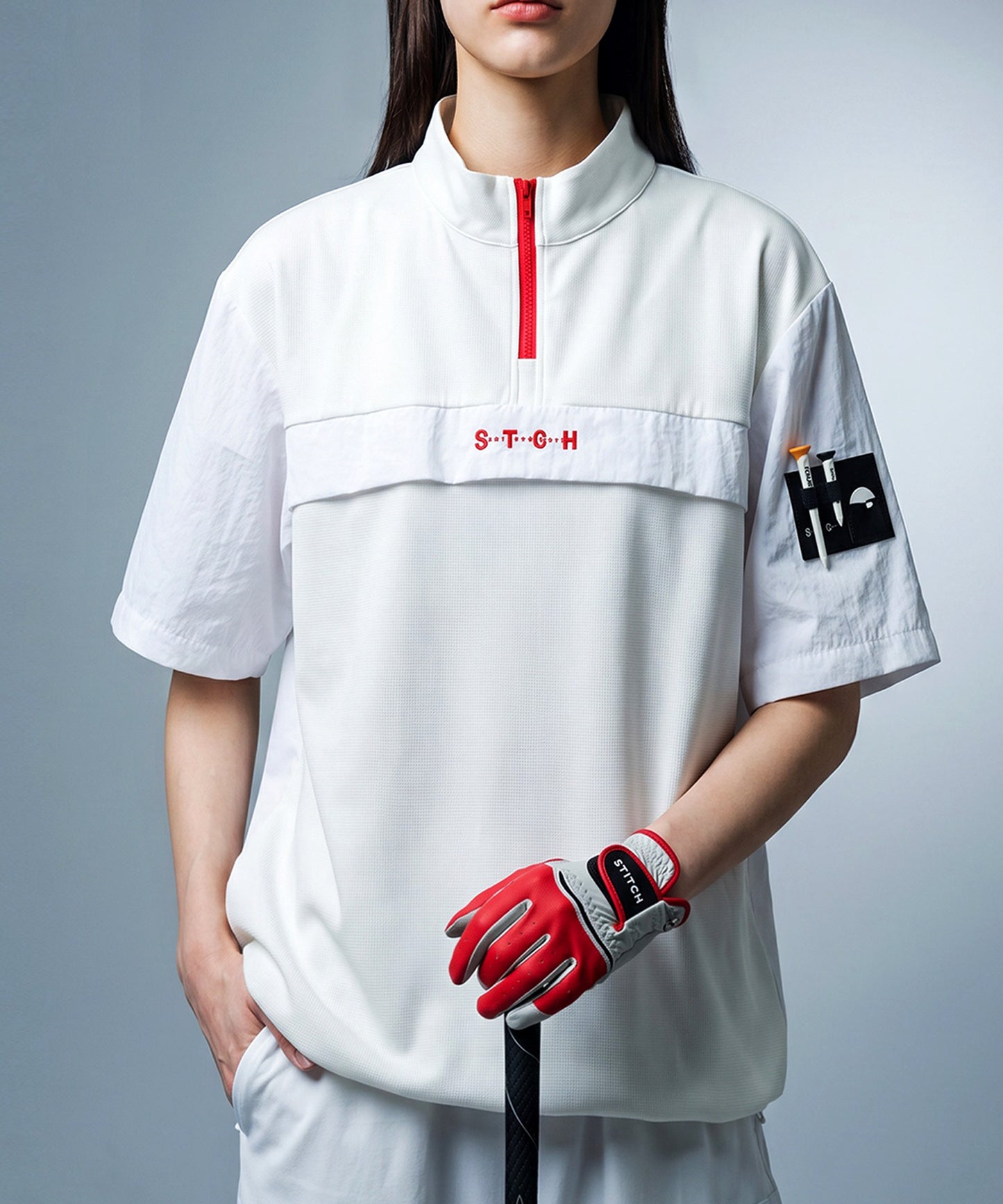 ANTIQUA GOLF×STCH Half-Zip Pullover With Contrasting Materials Ladies