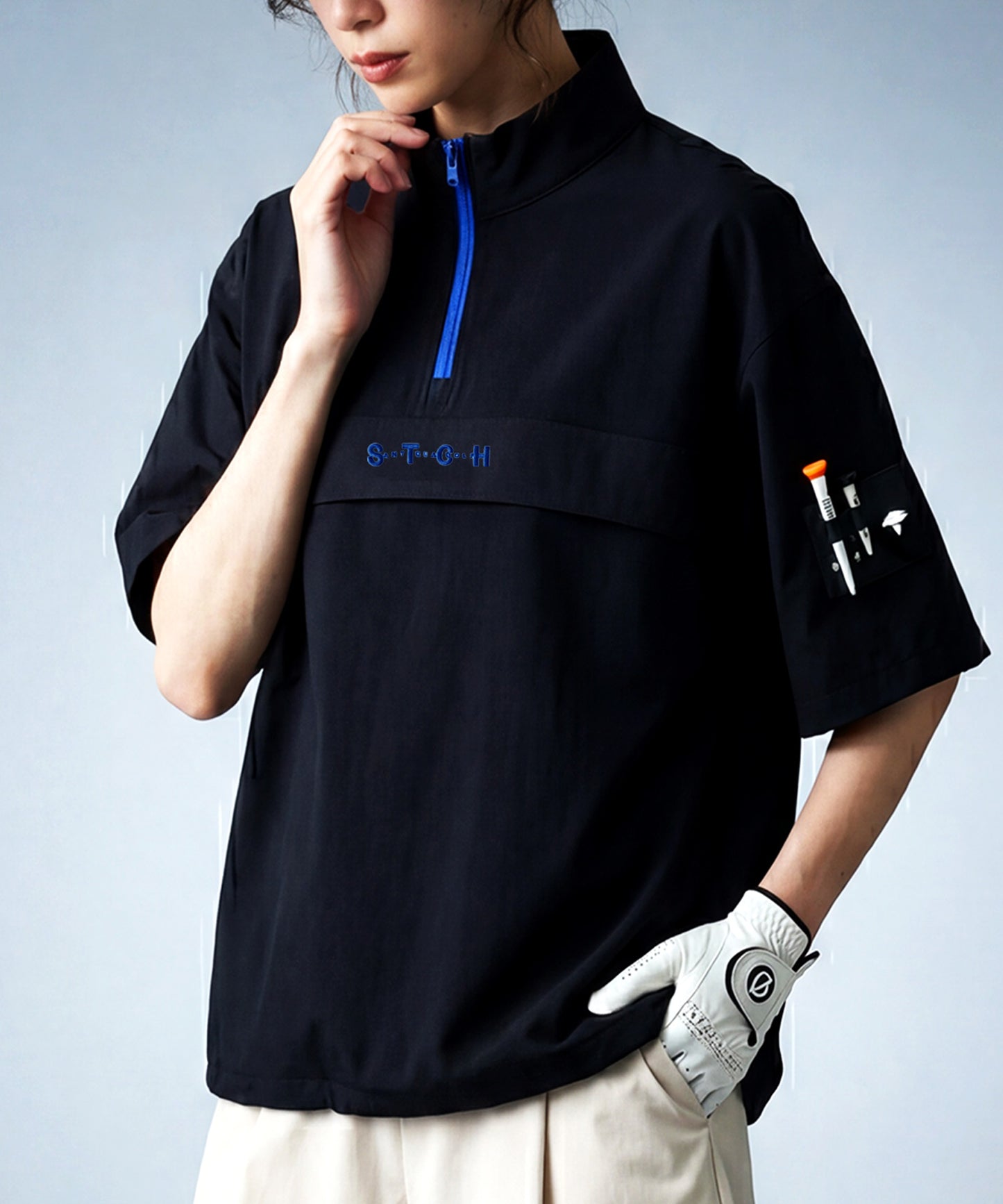 ANTIQUA GOLF×STCH Half-Zip Pullover With Contrasting Materials Ladies