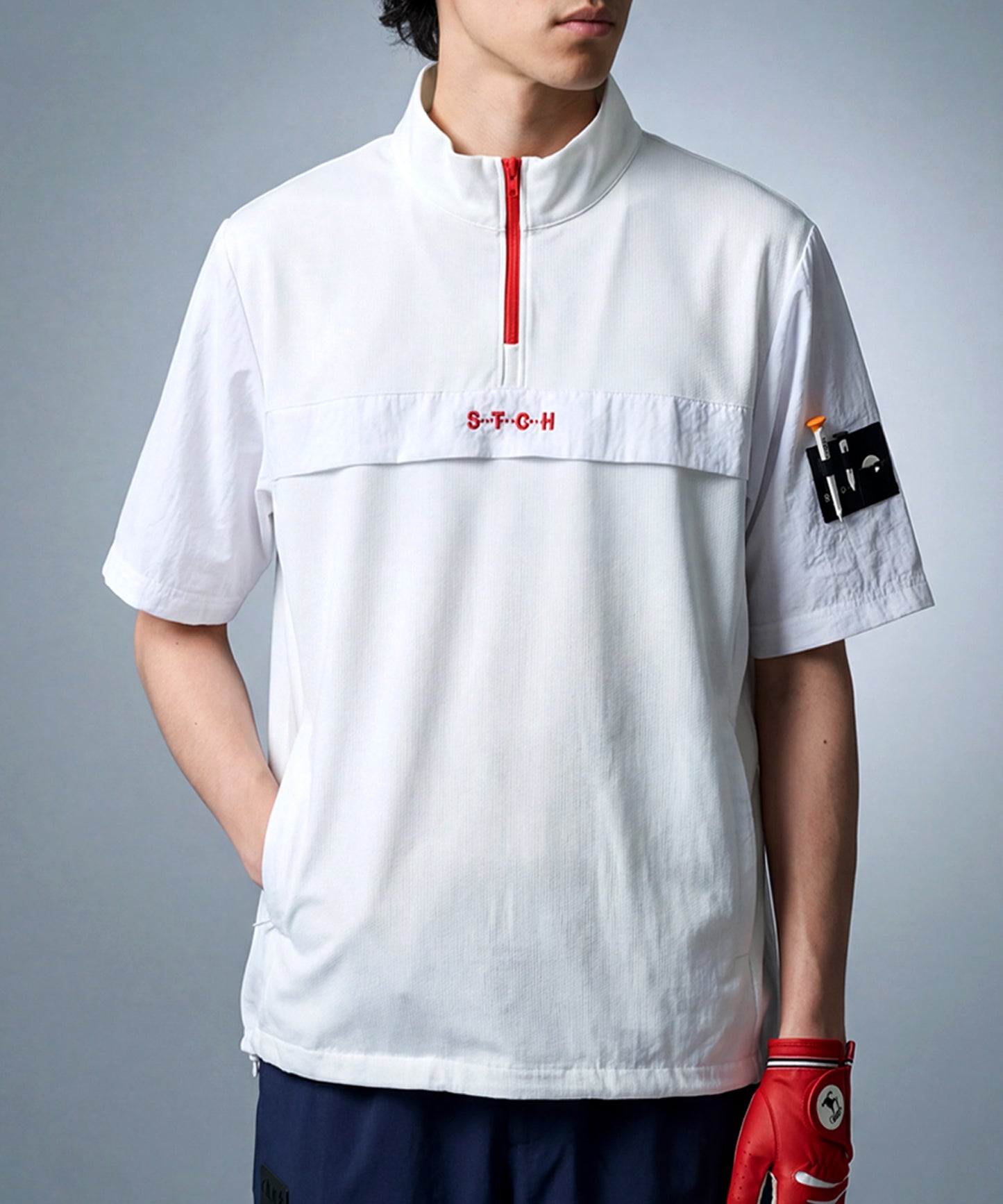 ANTIQUA GOLF×STCH Half-Zip Pullover With Contrasting Materials Men’s