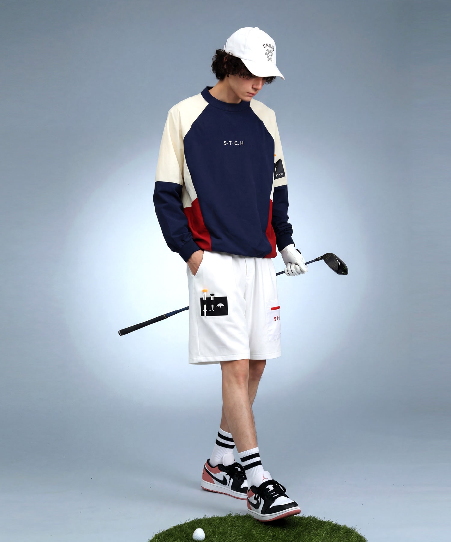 ゴルフ ANTIQUA GOLF×STCH ゴルフウェア 裏起毛スウェット LXL