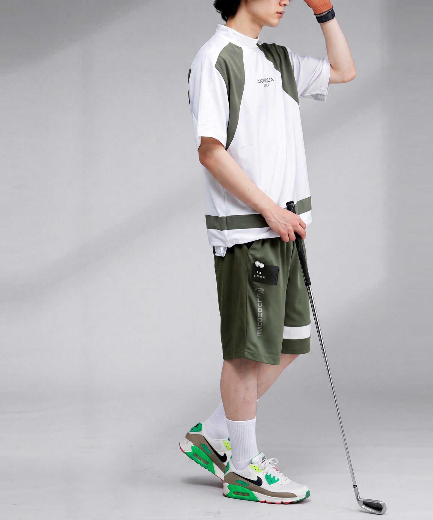 ANTIQUA GOLF×STCH Mixed-Material Mesh Logo Shorts Men’s