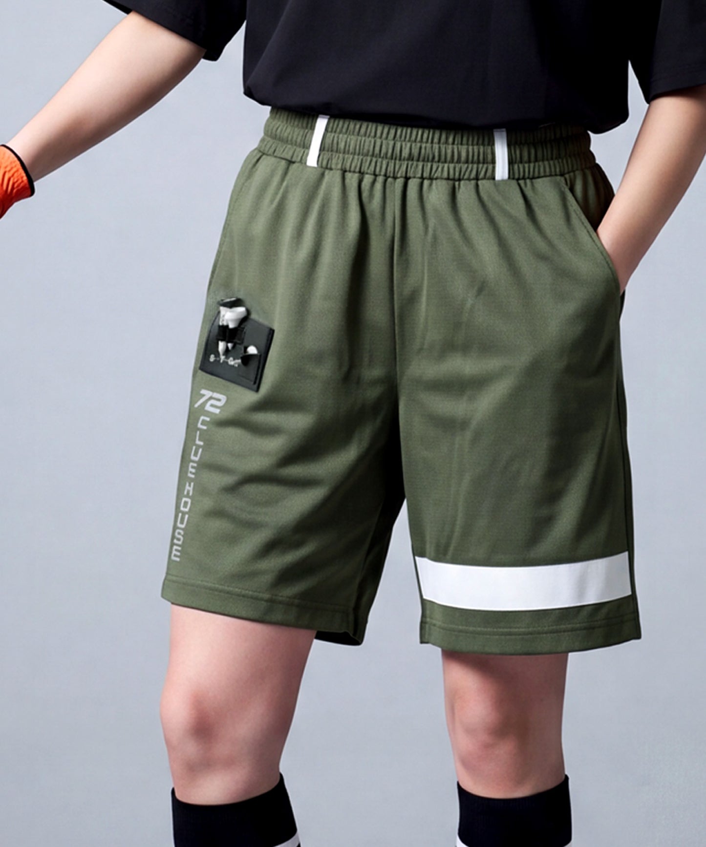 ANTIQUA GOLF×STCH Mixed-Material Mesh Logo Shorts Ladies