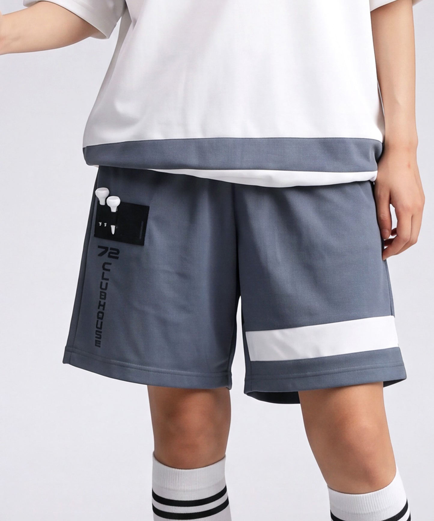 ANTIQUA GOLF×STCH Mixed-Material Mesh Logo Shorts Ladies