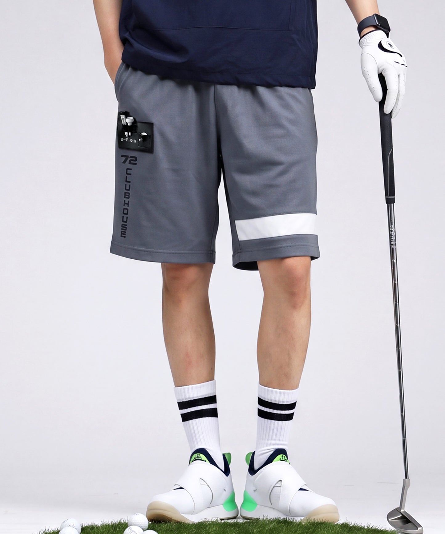 ANTIQUA GOLF×STCH Mixed-Material Mesh Logo Shorts Men’s