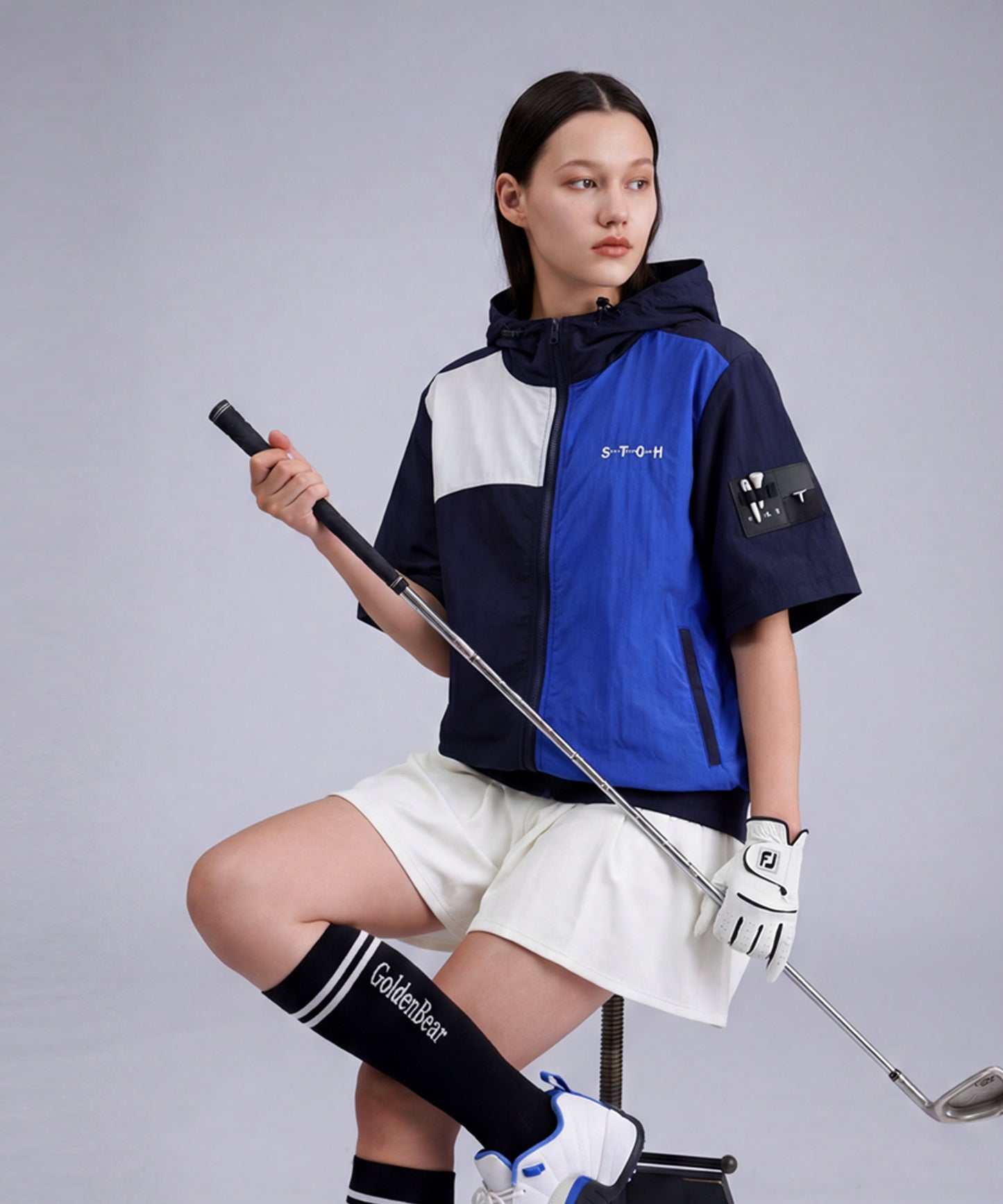 ANTIQUA GOLF×STCH Color-Blocked Full-Zip Hooded Jacket/Hoodie Ladies