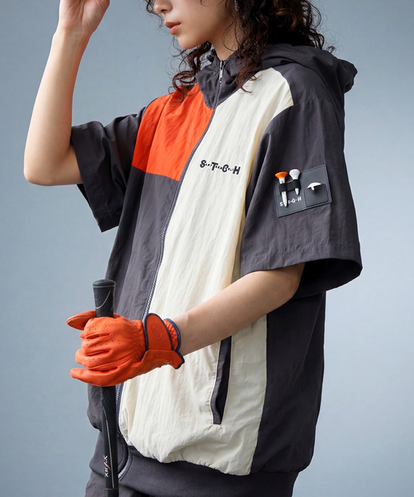 ANTIQUA GOLF×STCH Color-Blocked Full-Zip Hooded Jacket/Hoodie Ladies