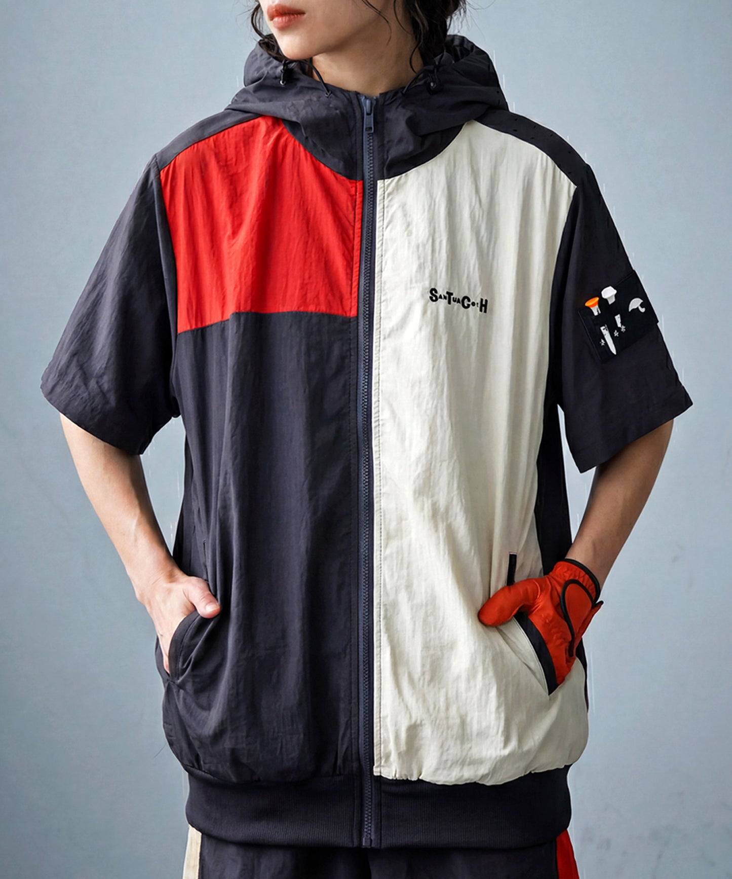 ANTIQUA GOLF×STCH Color-Blocked Full-Zip Hooded Jacket/Hoodie Ladies
