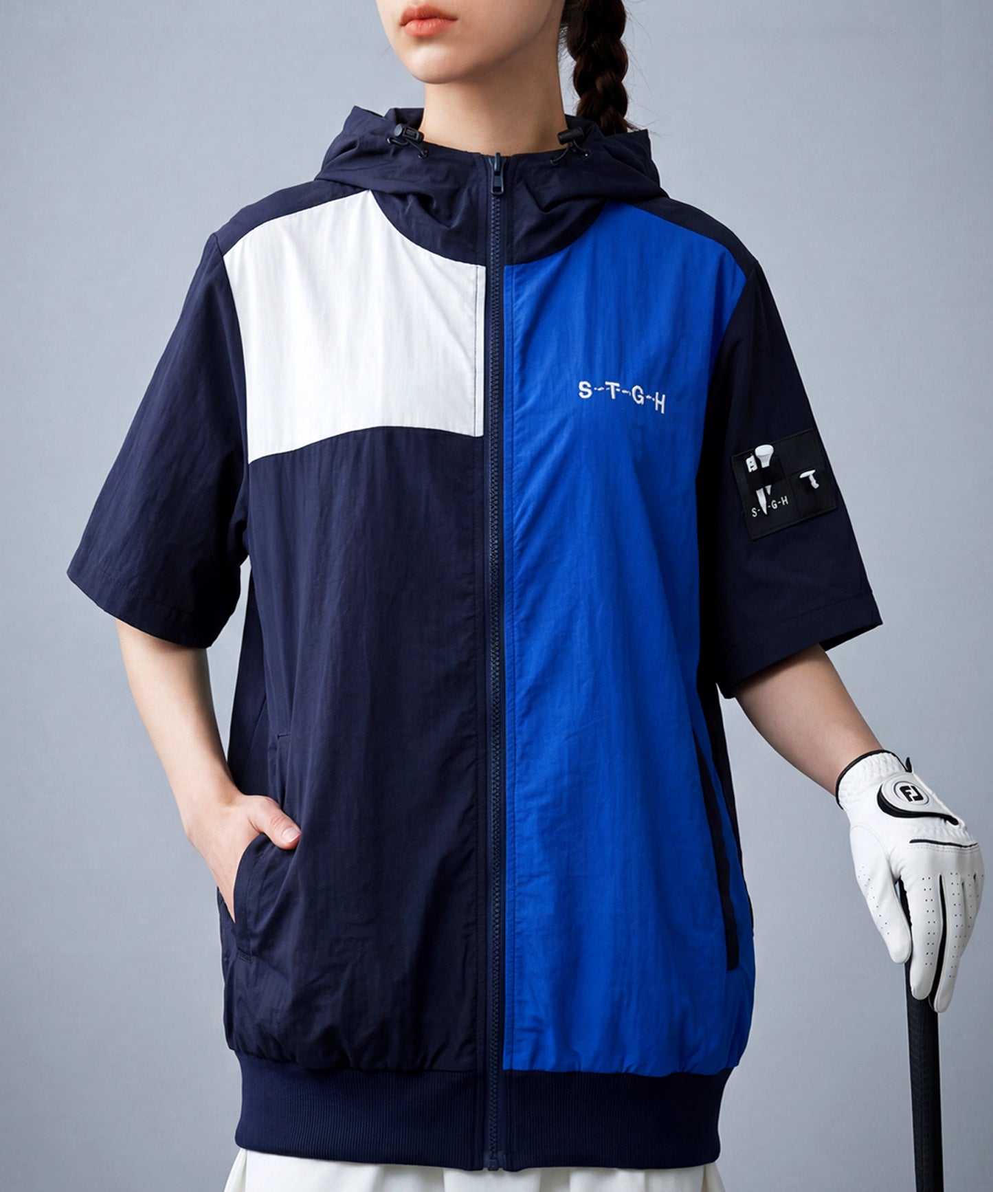 ANTIQUA GOLF×STCH Color-Blocked Full-Zip Hooded Jacket/Hoodie Ladies