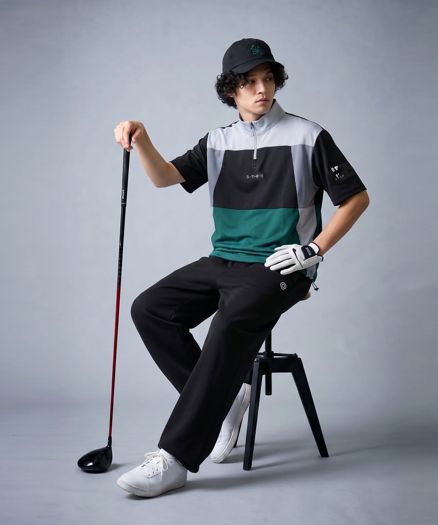 ANTIQUA GOLF×STCH olor-Blocked Half-Zip Top Men’s