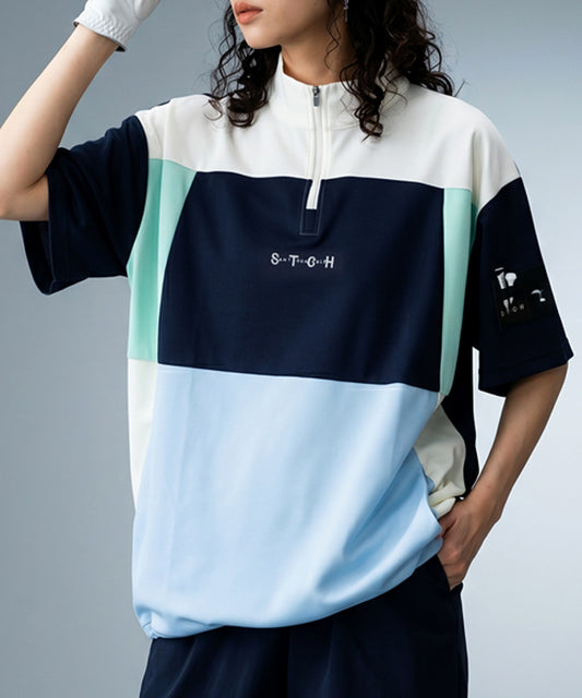 ANTIQUA GOLF×STCH Color-Blocked Half-Zip Top Ladies