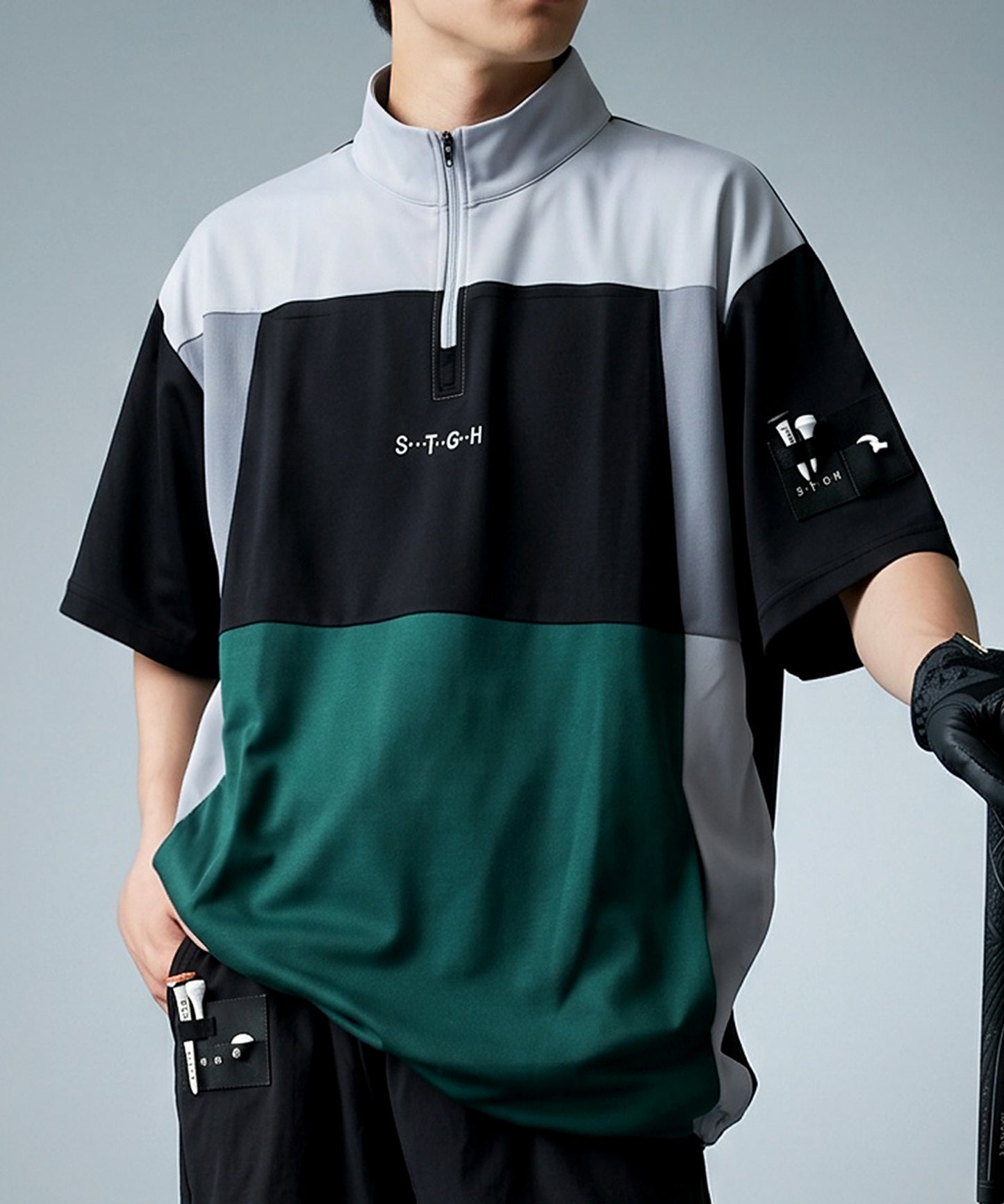 ANTIQUA GOLF×STCH olor-Blocked Half-Zip Top Men’s