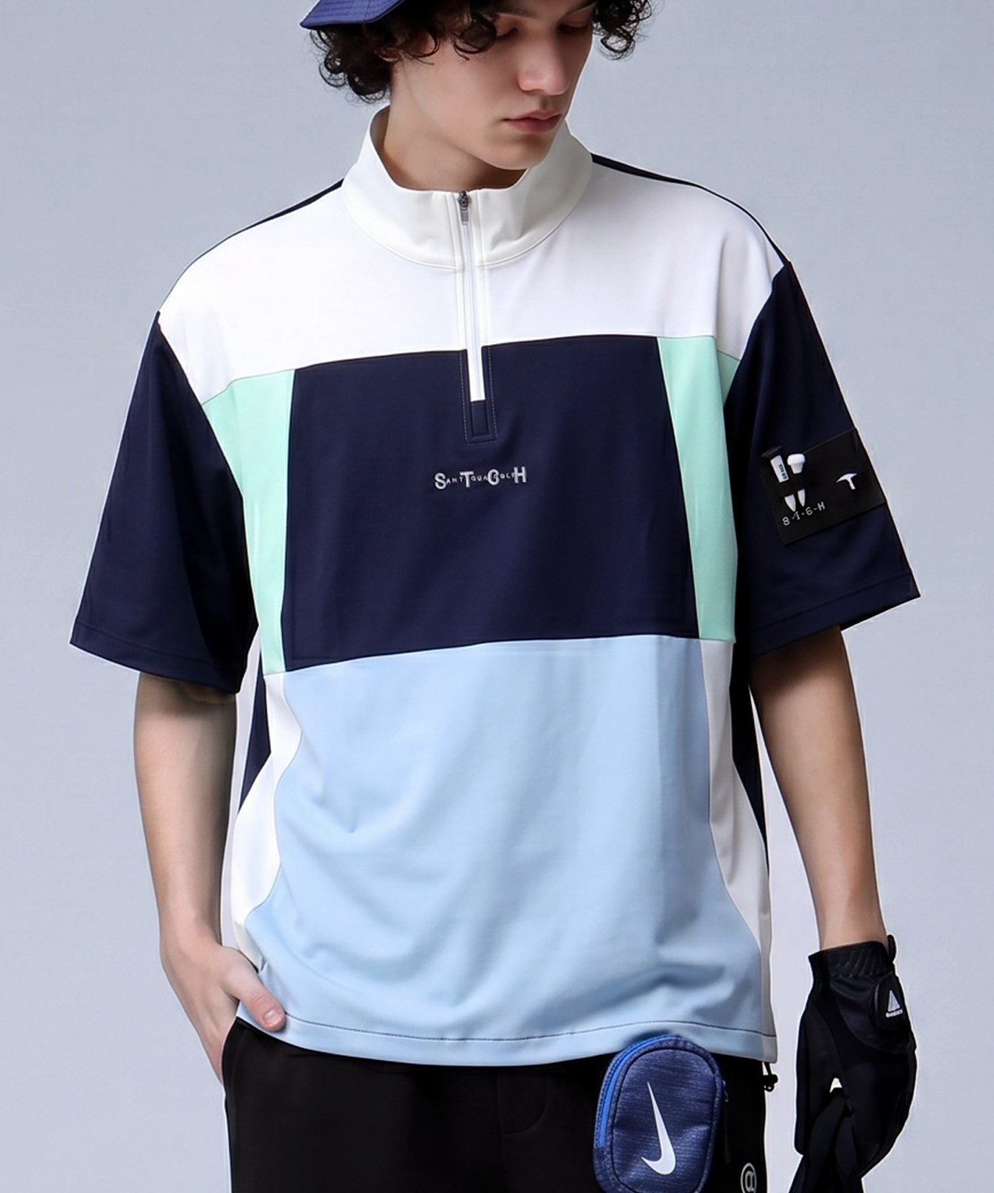 ANTIQUA GOLF×STCH olor-Blocked Half-Zip Top Men’s