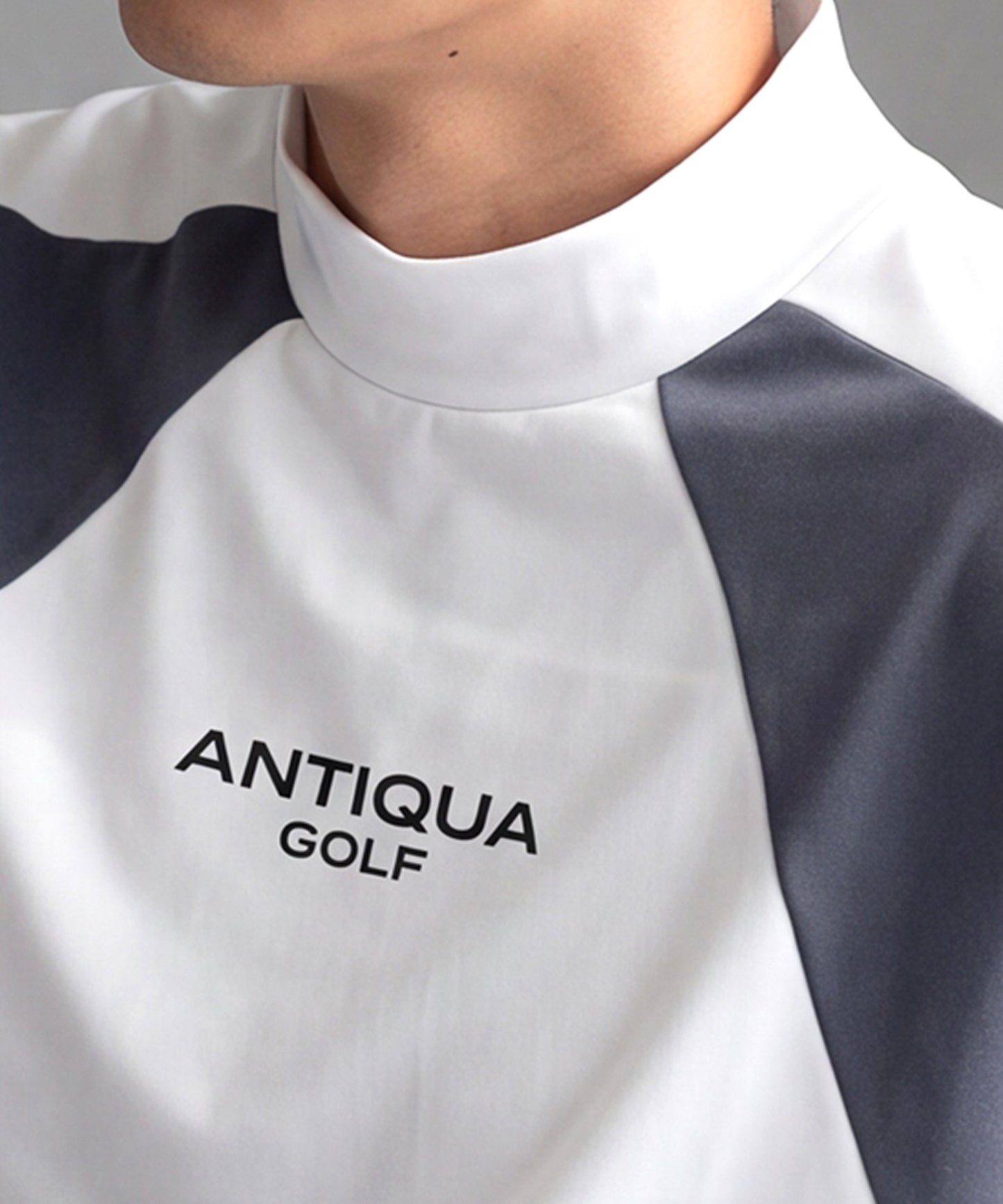 ANTIQUA GOLF×STCH Moisture-Wicking, Quick-Drying, Stretch Mock Neck Logo T-Shirt Men’s