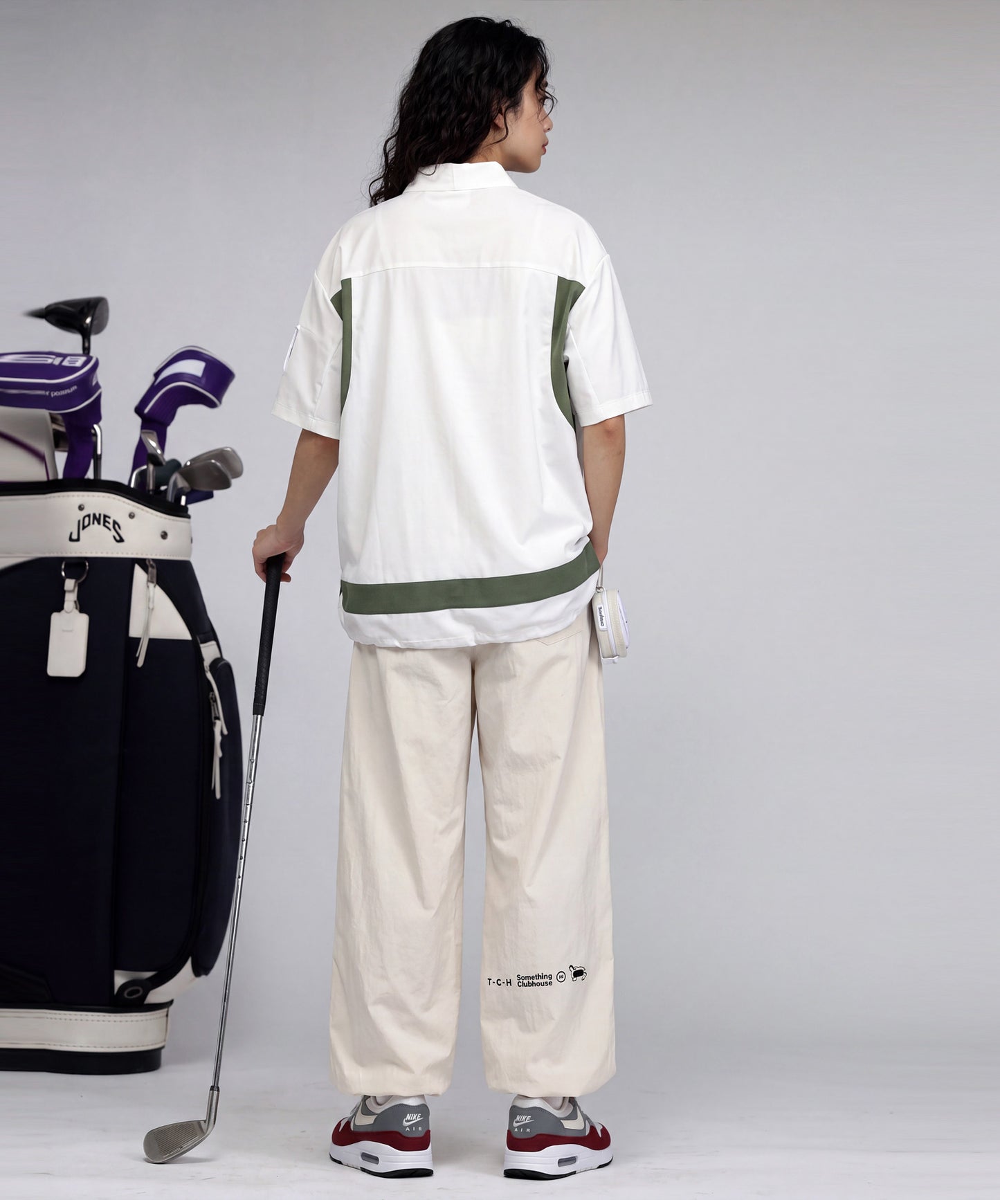 ANTIQUA GOLF×STCH Moisture-Wicking, Quick-Drying, Stretch Mock Neck Logo T-Shirt Ladies