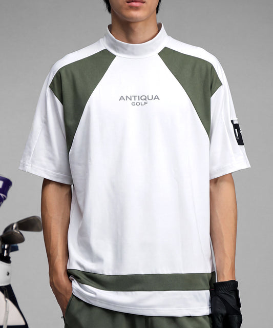 ANTIQUA GOLF×STCH Moisture-Wicking, Quick-Drying, Stretch Mock Neck Logo T-Shirt Men’s