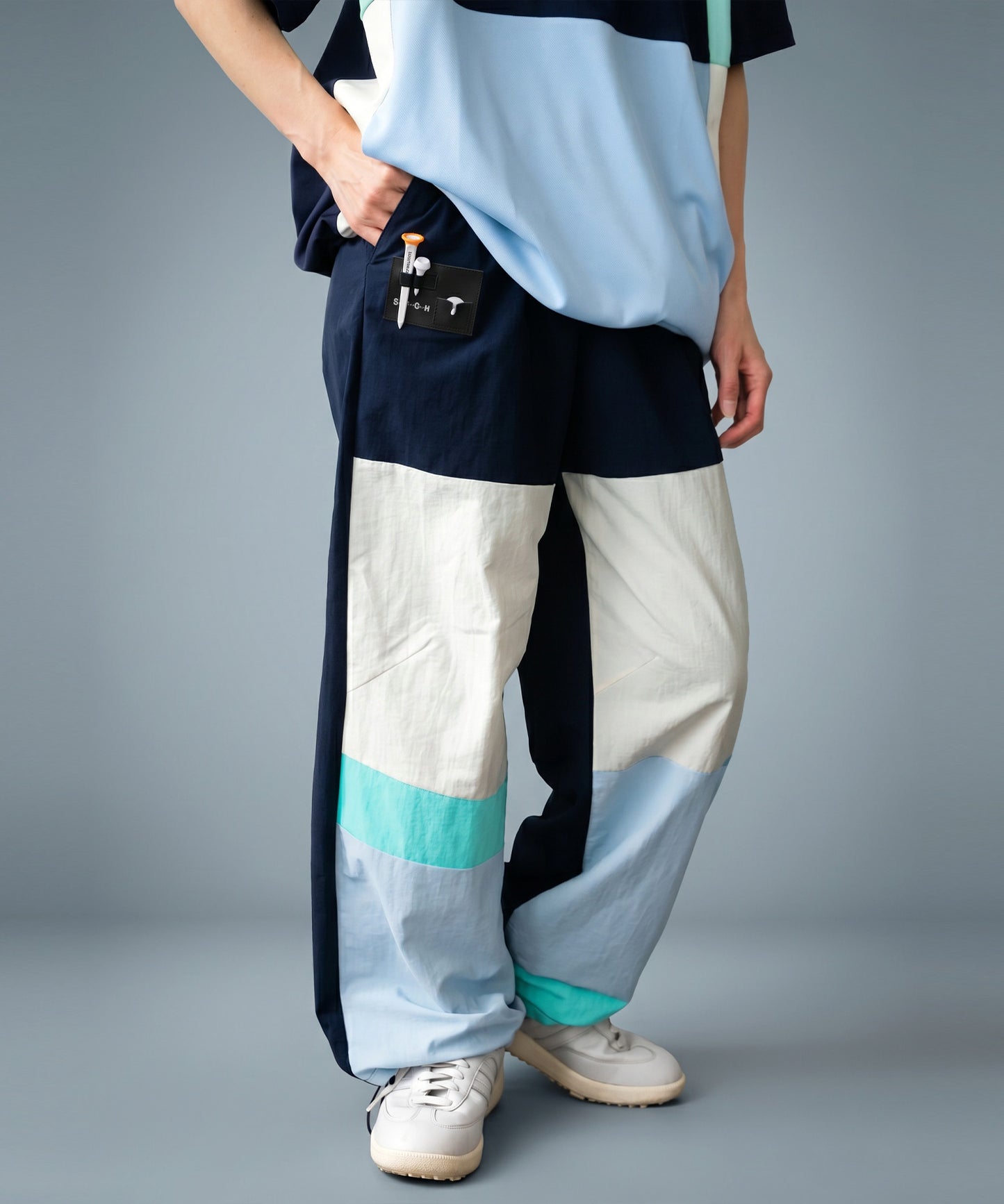 ANTIQUA GOLF×STCH Quick-Drying, Color-Blocked Wide-Leg Pants Ladies