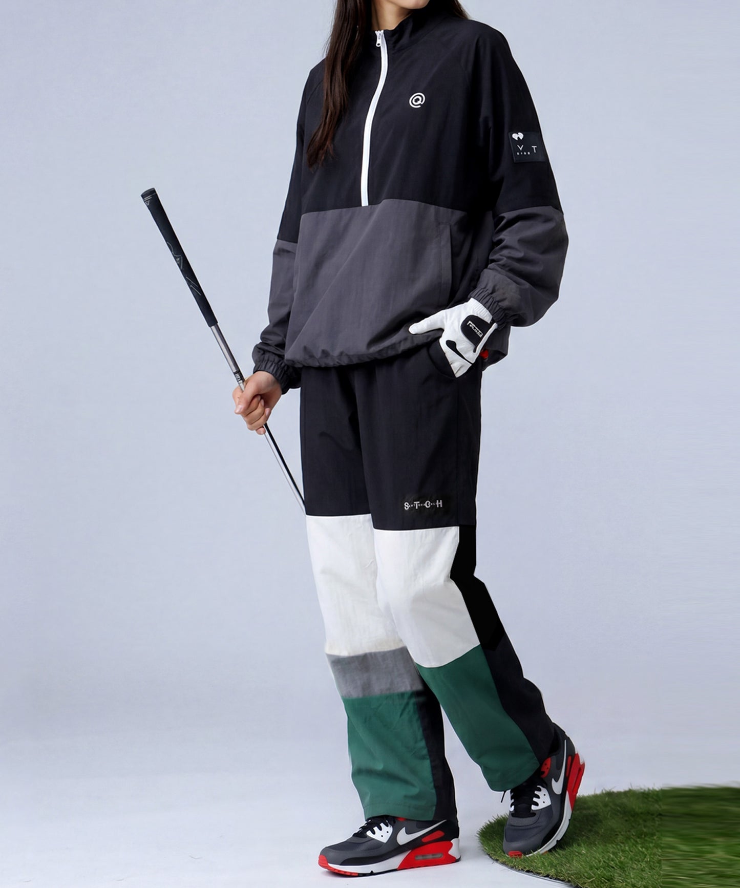 ANTIQUA GOLF×STCH Quick-Drying, Color-Blocked Wide-Leg Pants Ladies
