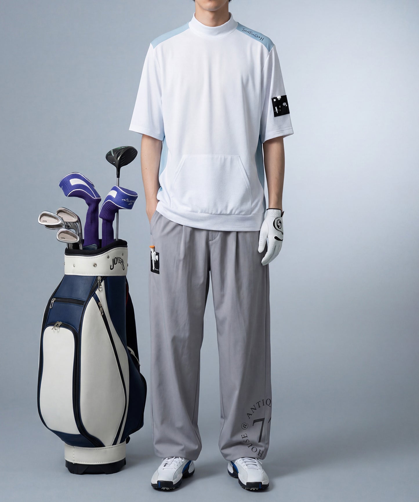 ANTIQUA GOLF×STCH Sweat-Wicking, Quick-Drying, UV-Cut Mock Neck Pullover Men’s