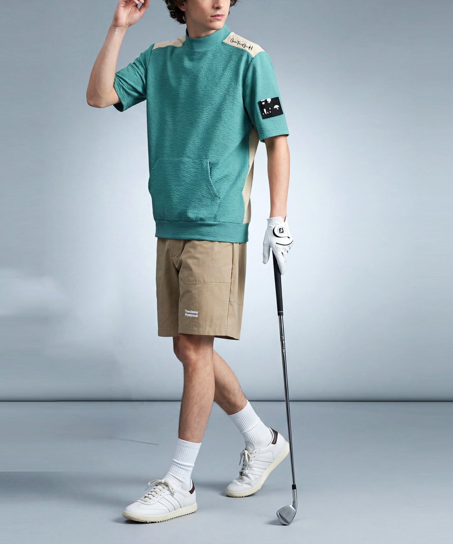 ANTIQUA GOLF×STCH Sweat-Wicking, Quick-Drying, UV-Cut Mock Neck Pullover Men’s
