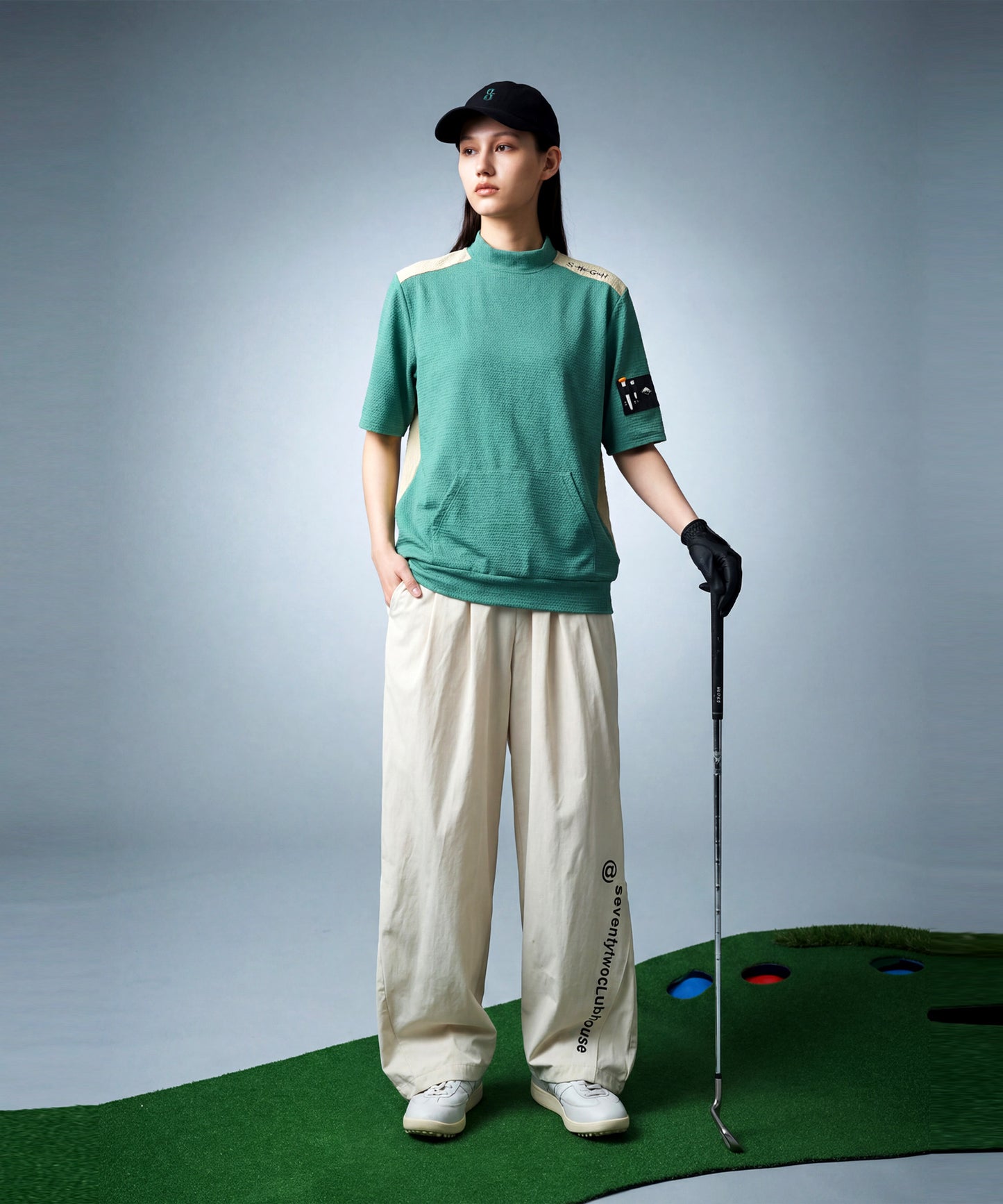 ANTIQUA GOLF×STCH Sweat-Wicking, Quick-Drying, UV-Cut Mock Neck Pullover Ladies