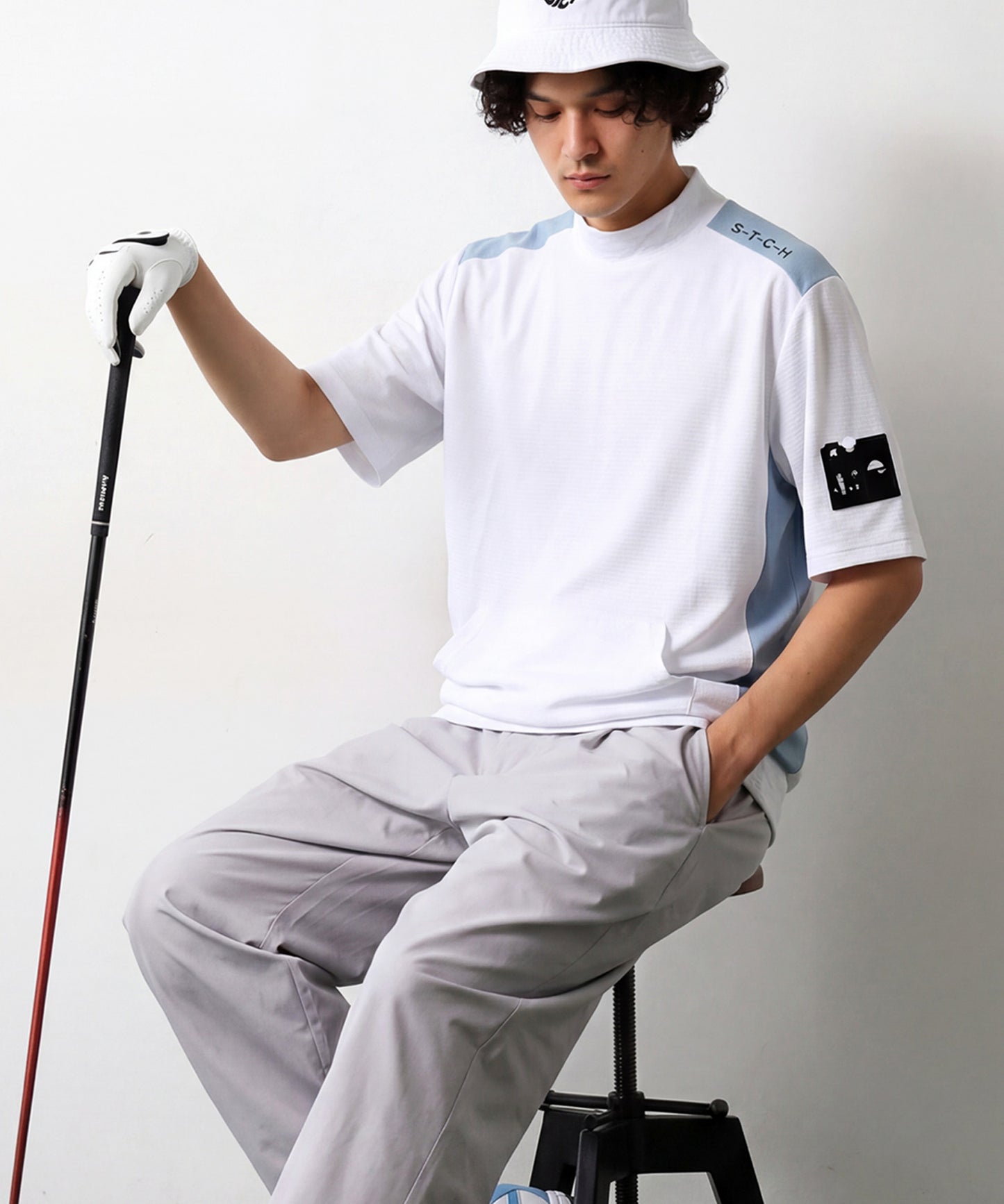 ANTIQUA GOLF×STCH Sweat-Wicking, Quick-Drying, UV-Cut Mock Neck Pullover Men’s