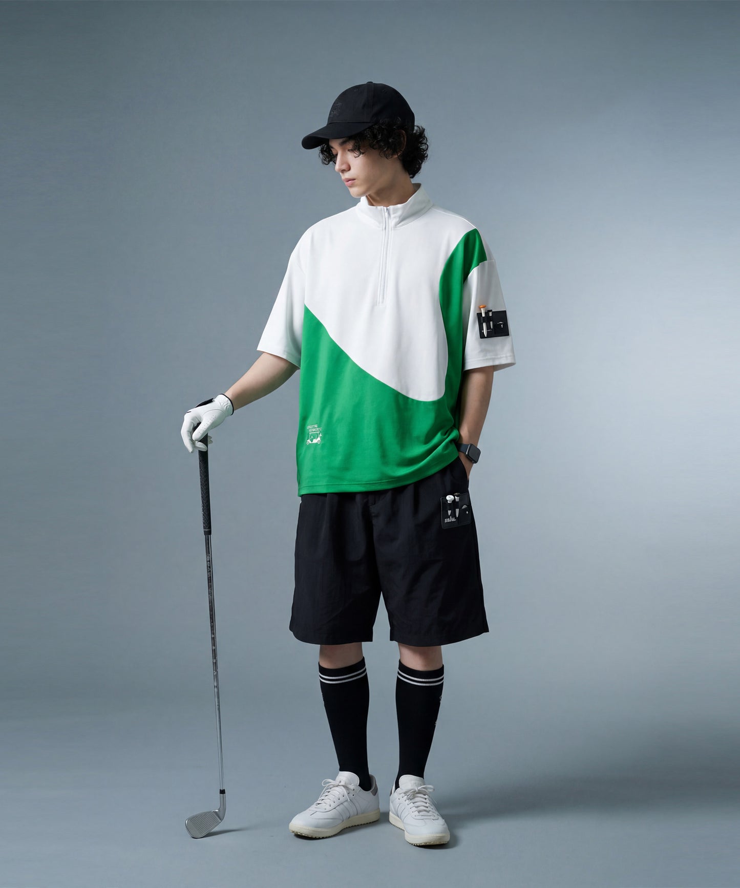 ANTIQUA GOLF×STCH Half-Zip, Color-Blocked Stand-Neck Top Men’s