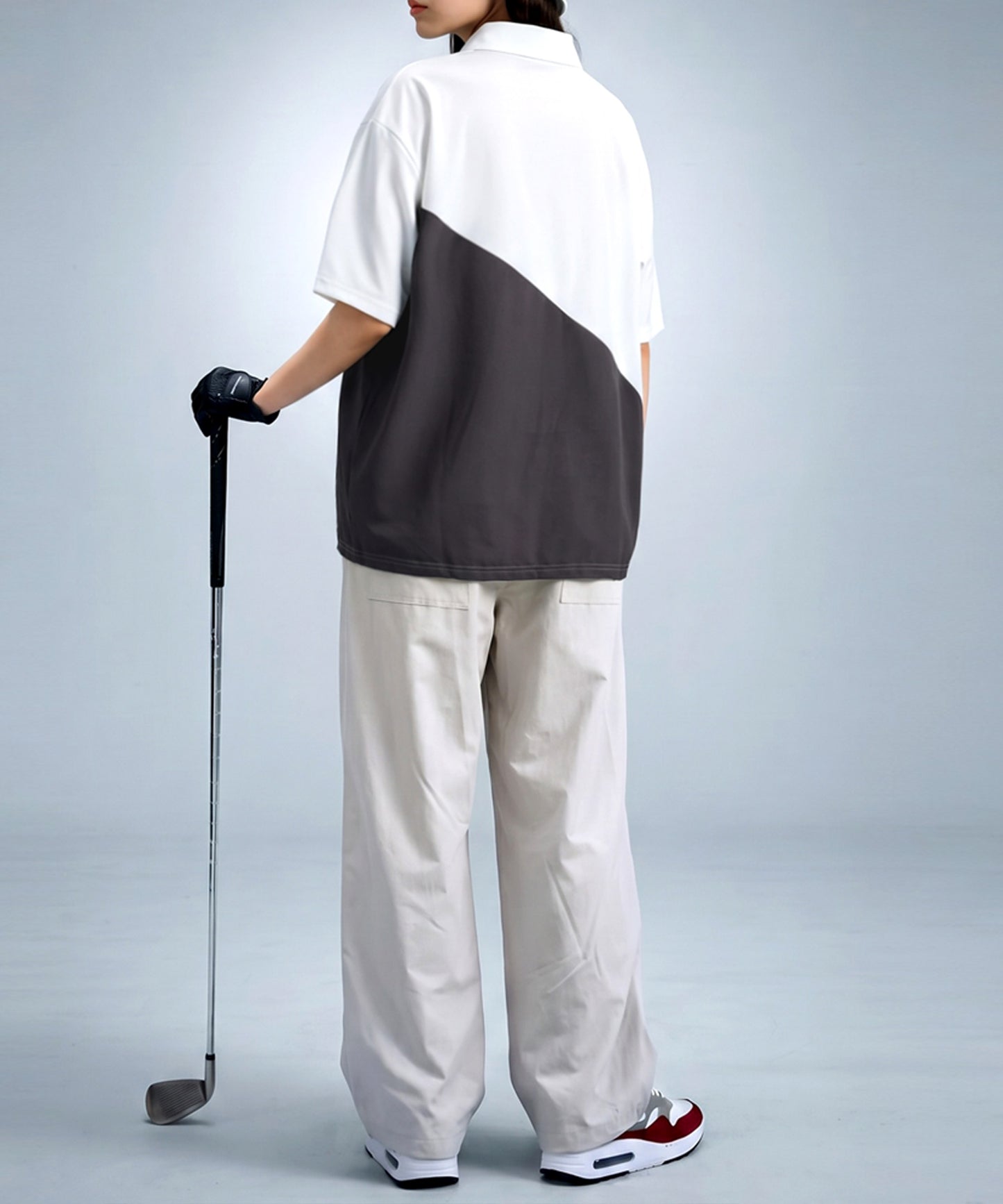 ANTIQUA GOLF×STCH Half-Zip, Color-Blocked Stand-Neck Top Ladies