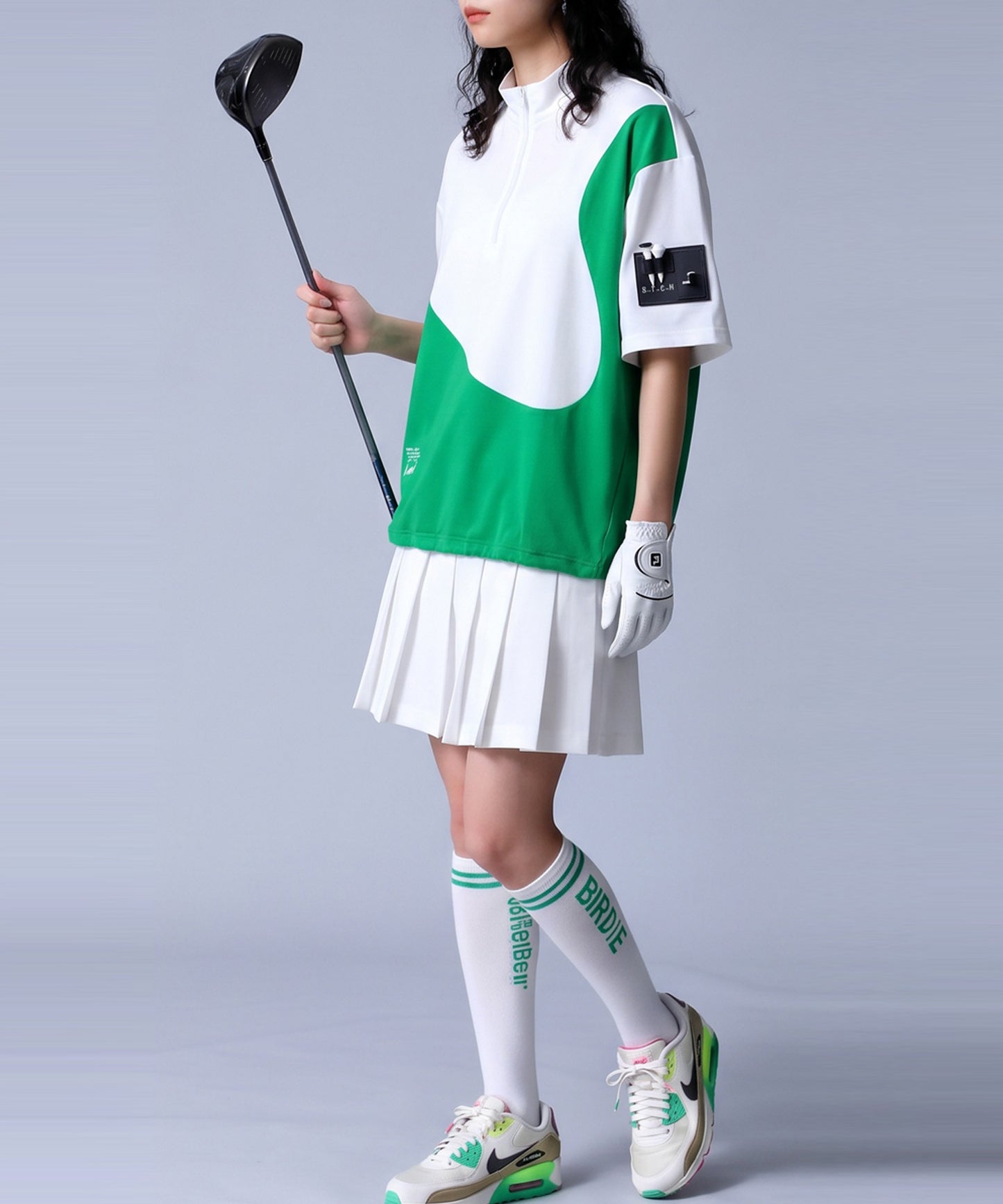 ANTIQUA GOLF×STCH Half-Zip, Color-Blocked Stand-Neck Top Ladies