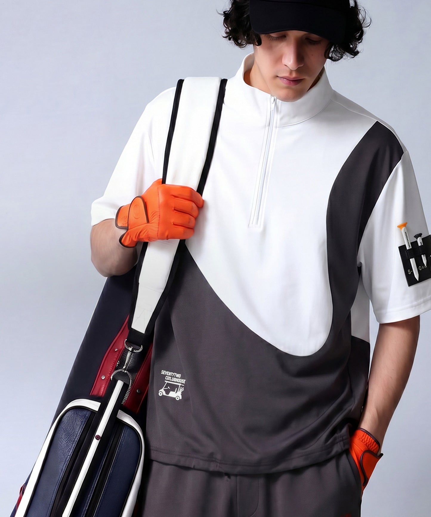 ANTIQUA GOLF×STCH Half-Zip, Color-Blocked Stand-Neck Top Men’s