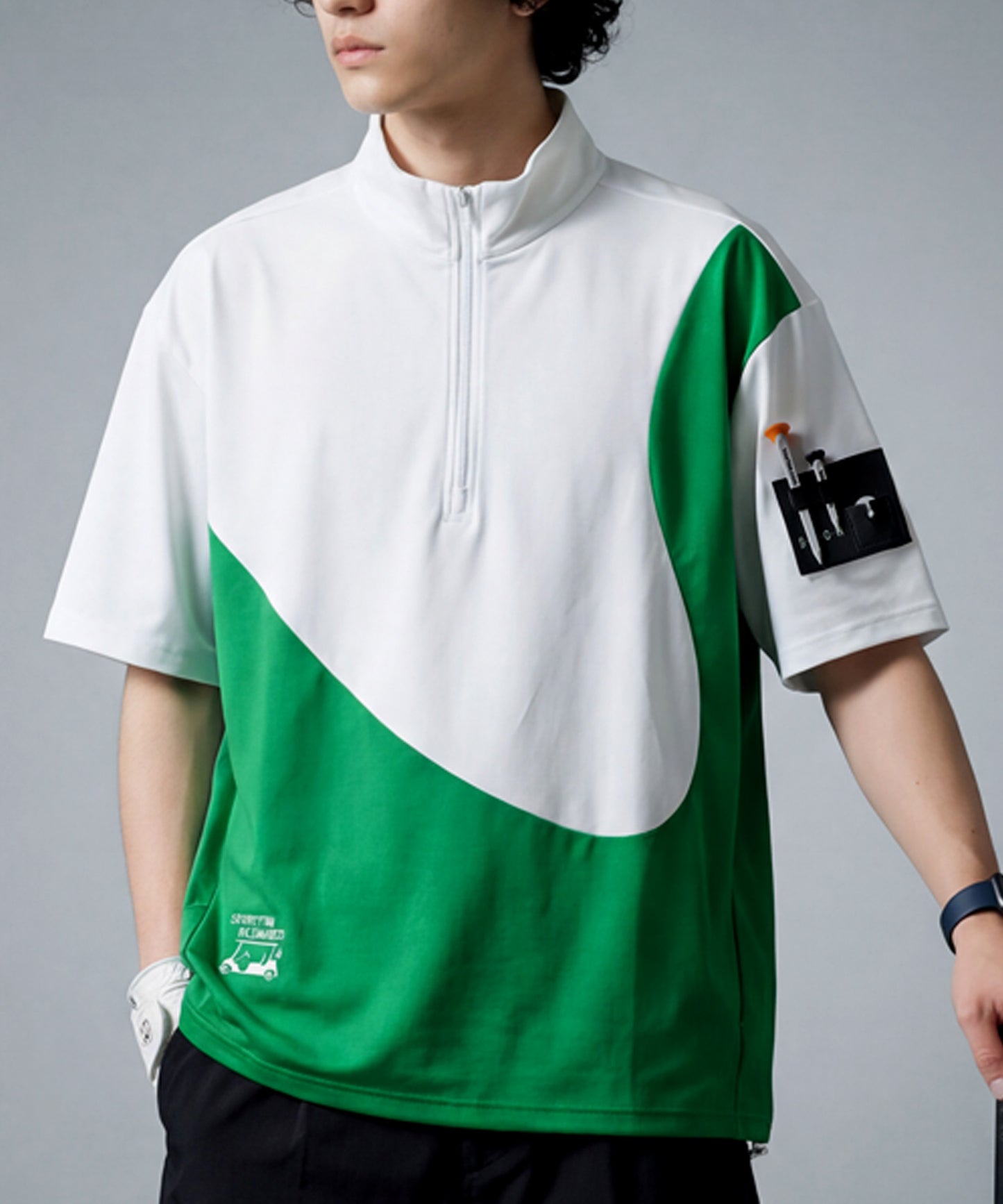 ANTIQUA GOLF×STCH Half-Zip, Color-Blocked Stand-Neck Top Men’s